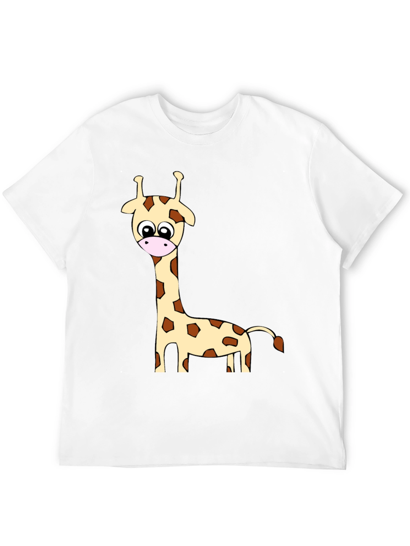 Black Cartoon Giraffe Print Crew Neck T-Shirt view 12