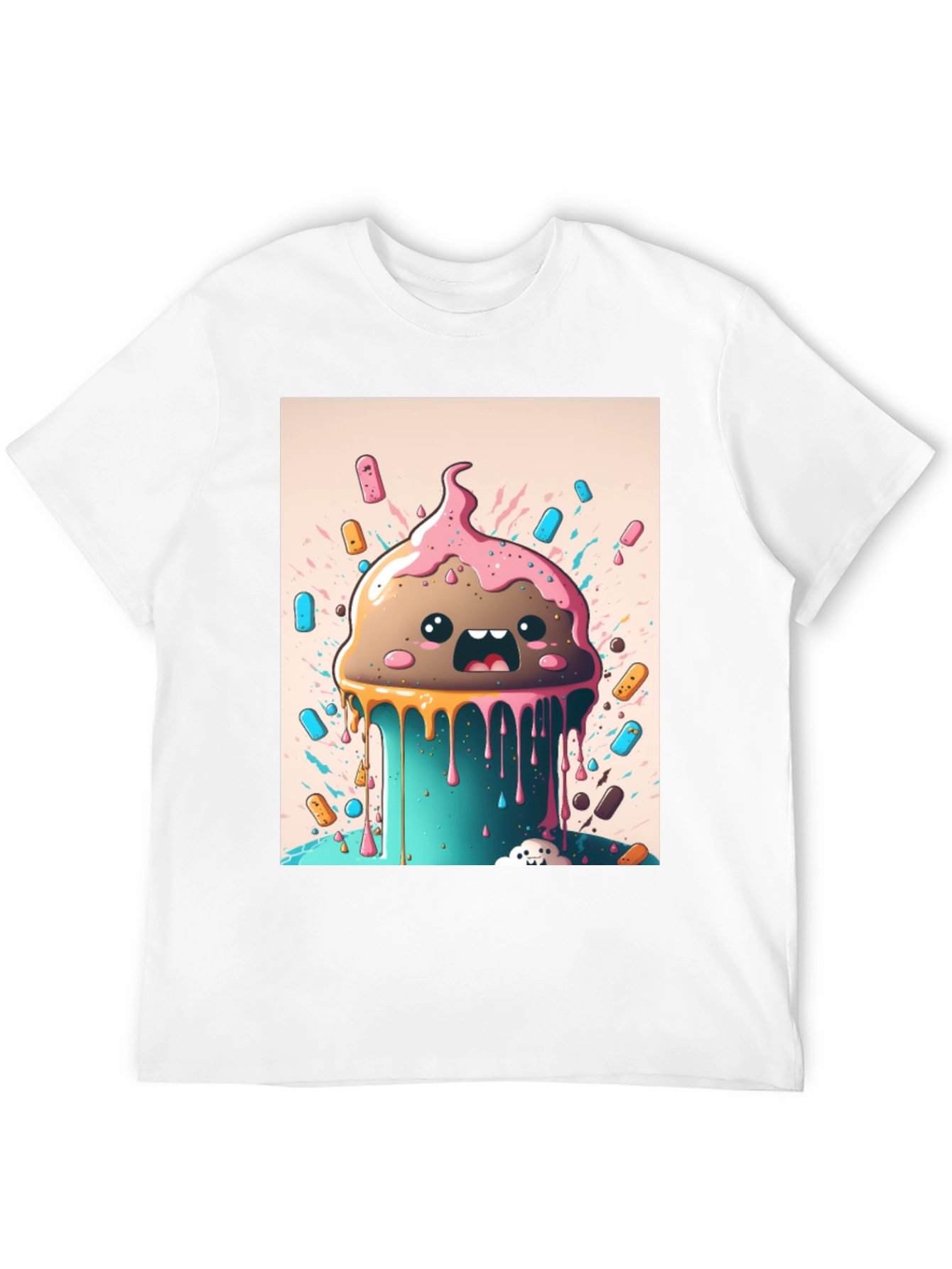 Black Kawaii Melting Ice Cream Graphic Tee view 12