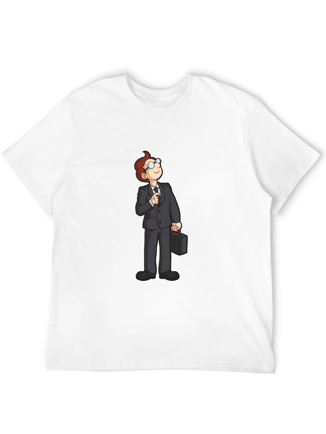 Black Cartoon Businessman Graphic Tee - Black Casual T-Shirt view 12