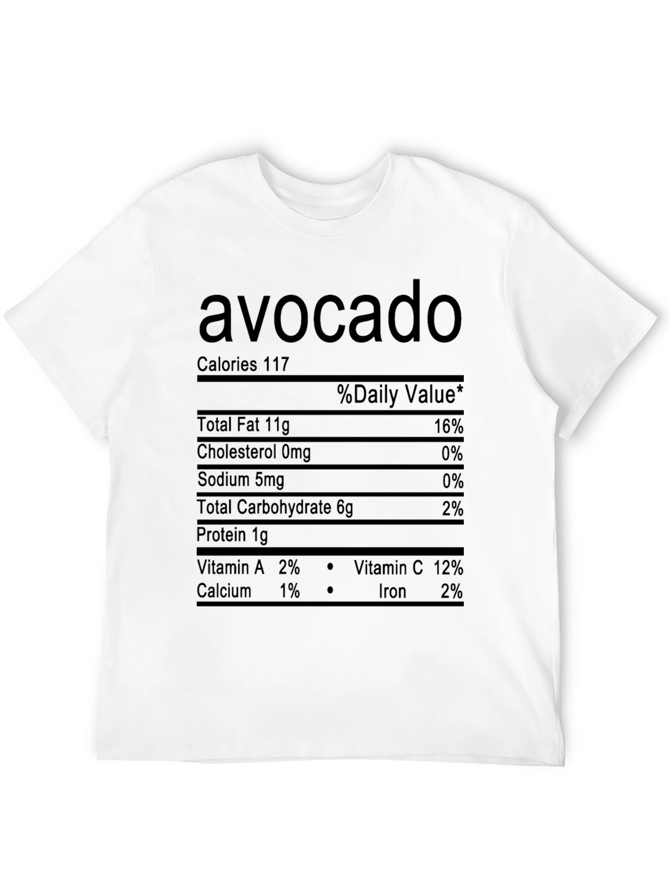Black Avocado Nutrition Facts Graphic T-Shirt view 12