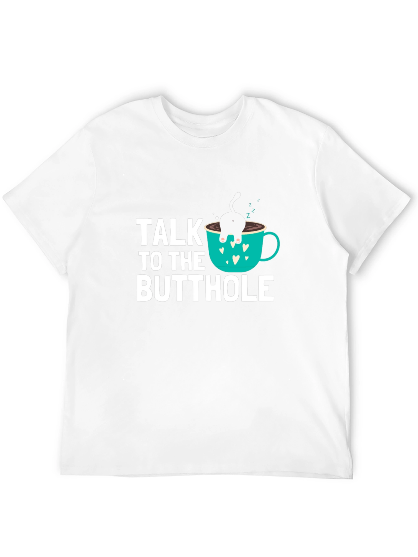 Black Talk to the Butthole Funny Cat Coffee T-Shirt view 12
