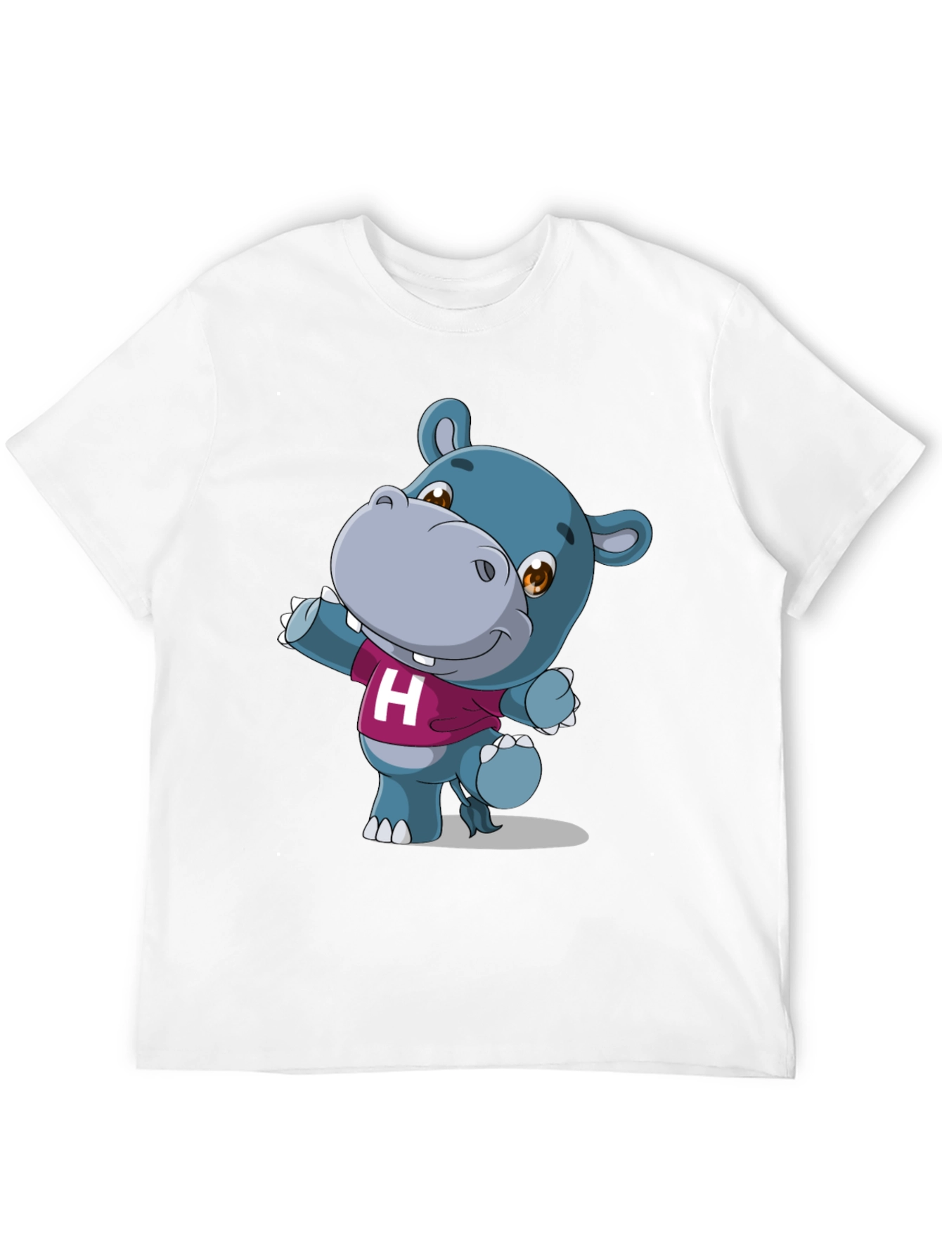 Black Cute Hippo Graphic Tee - Black Unisex Shirt view 12