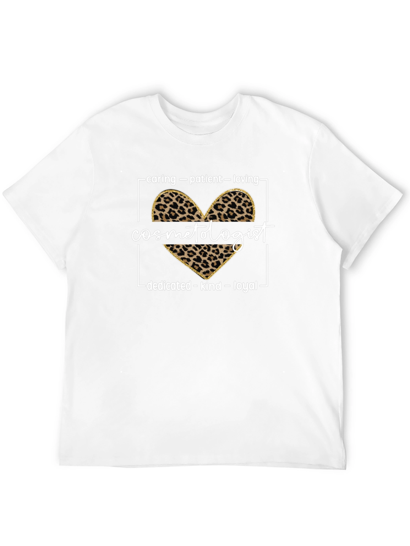 Black Cosmetologist Leopard Heart Graphic Tee view 12