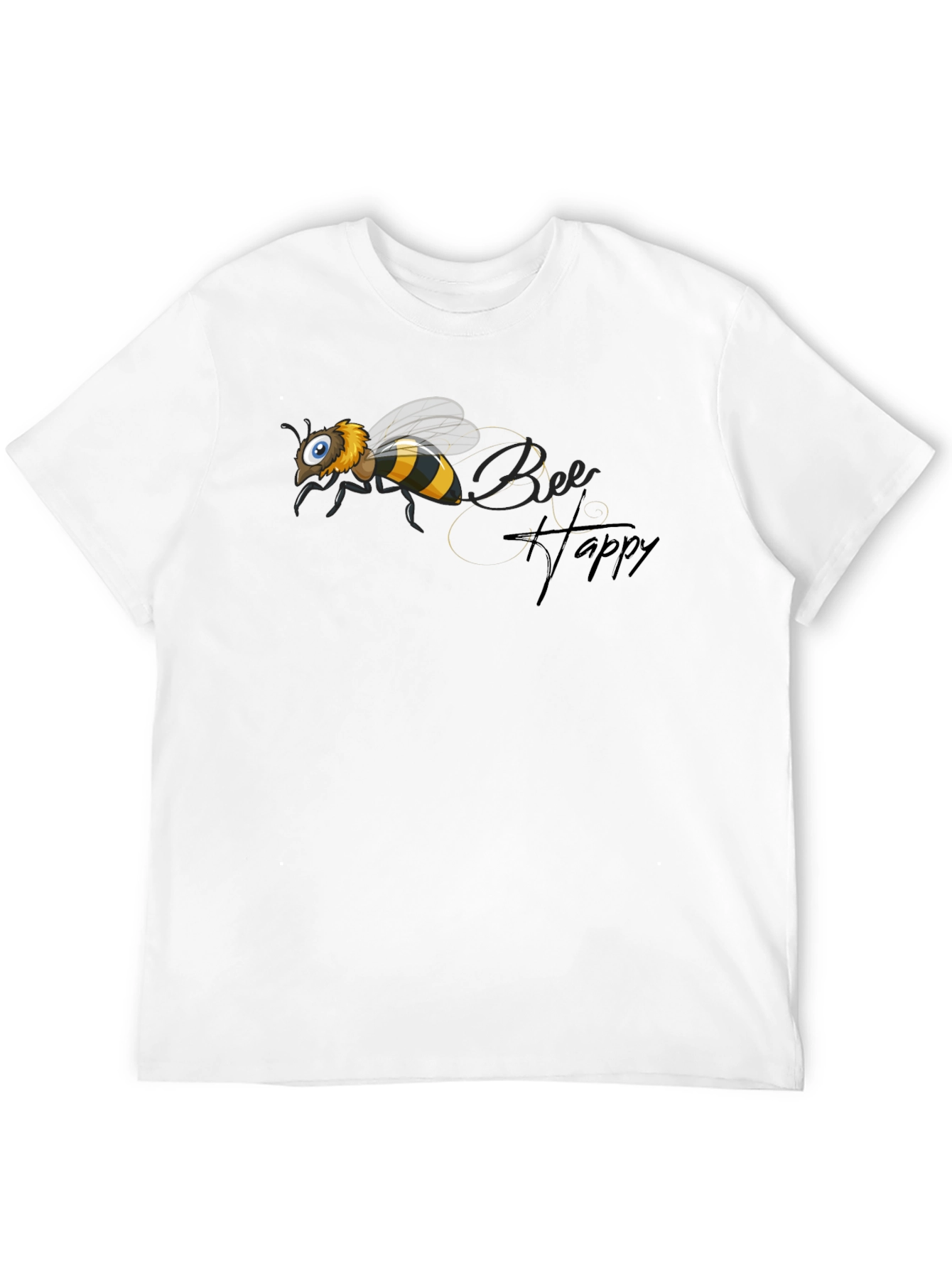 Black Bee Happy T-Shirt - Black Graphic Tee view 12