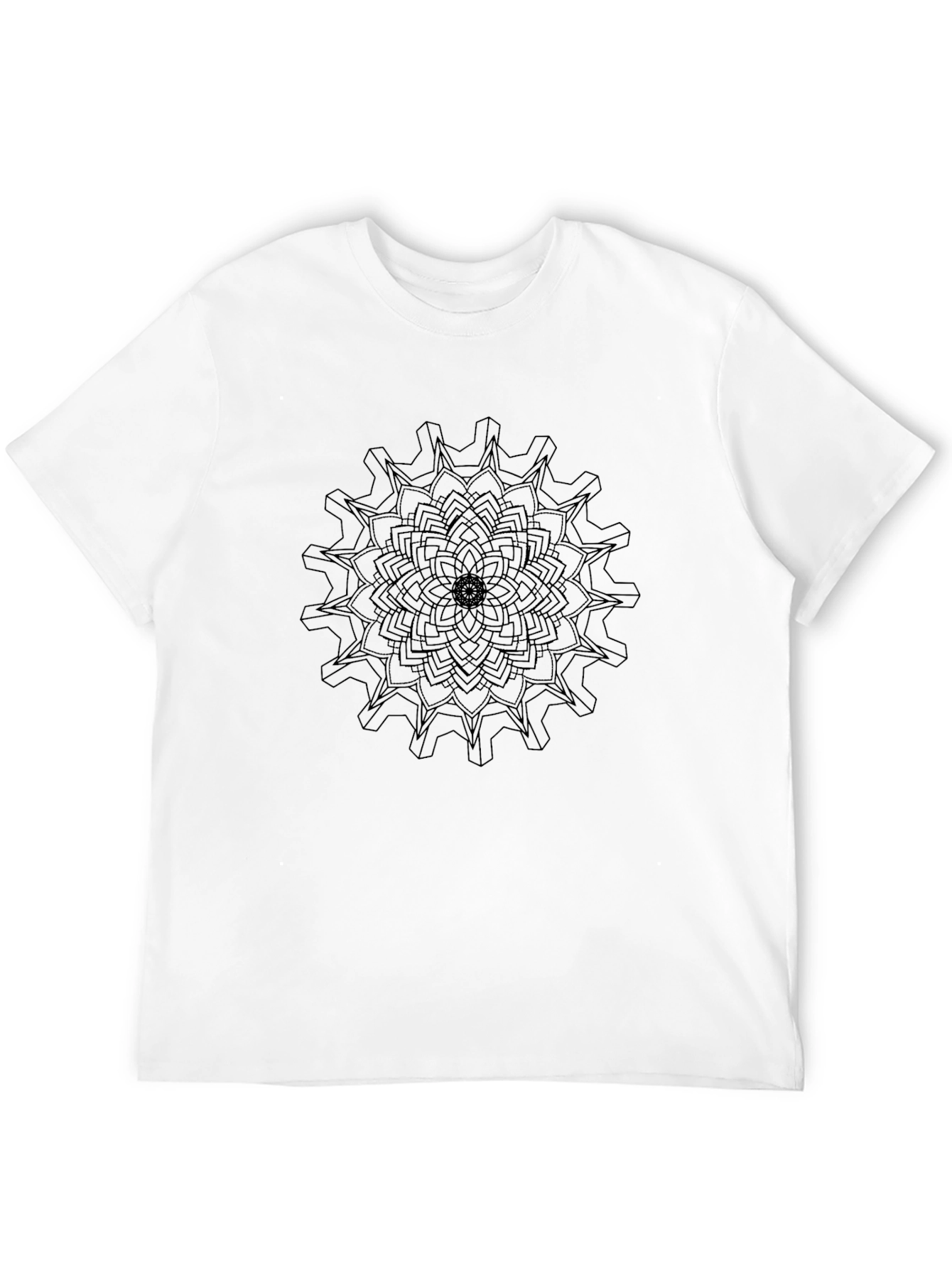 Black Gear Mandala Black Graphic Tee - Modern Streetwear view 12