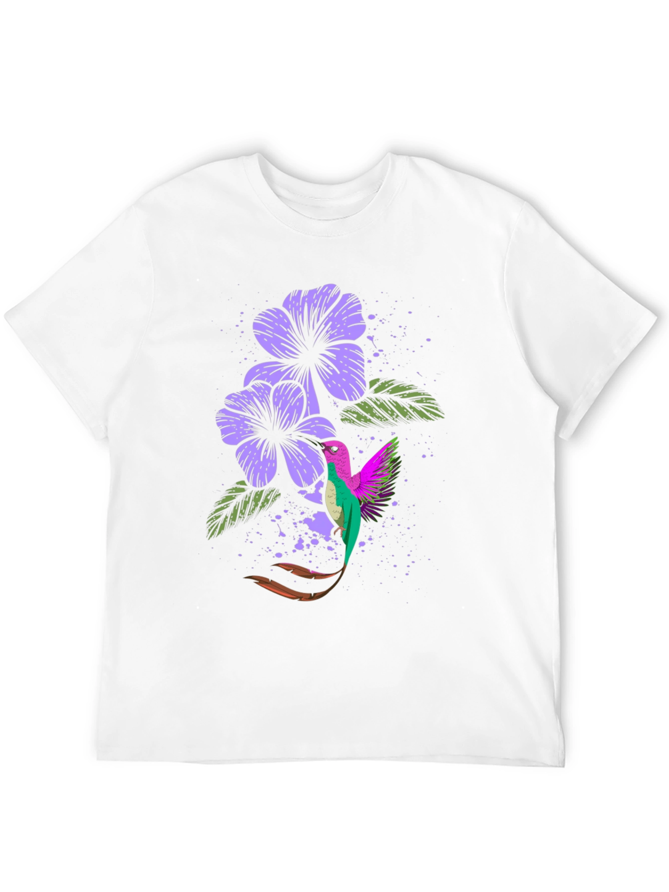 Black Hummingbird & Floral Print Black T-Shirt view 12