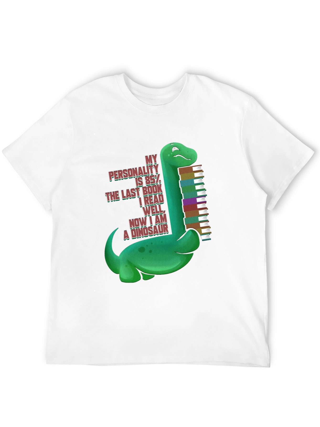 Black Dinosaur Book Lover T-Shirt - "My Personality is 85%" view 12
