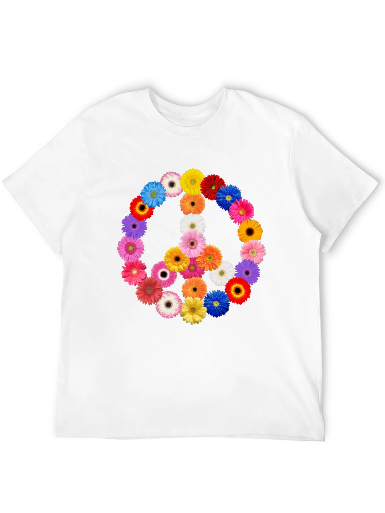 Black Floral Peace Sign Black T-Shirt view 12