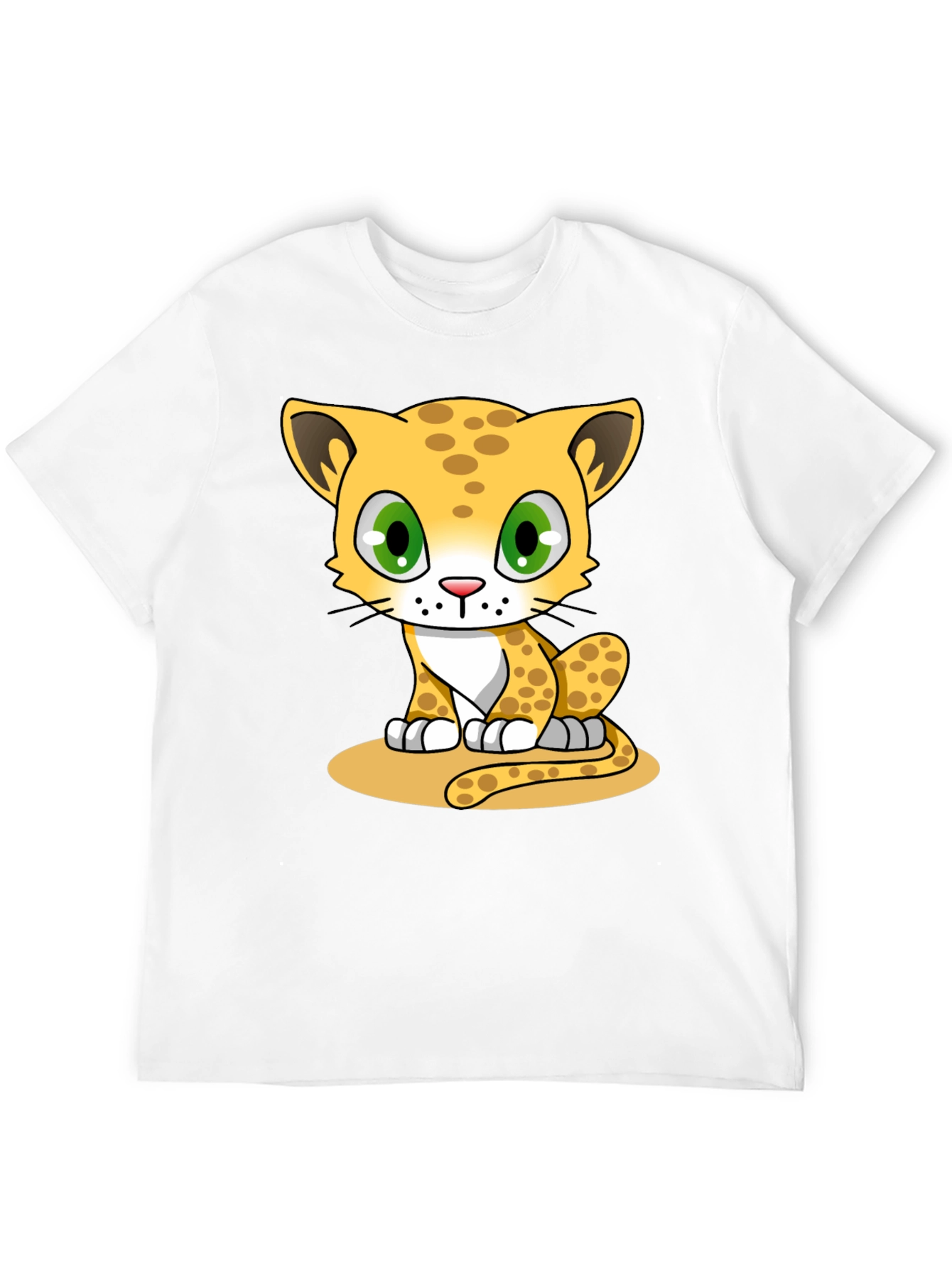 Black Cute Cartoon Leopard Print Black T-Shirt view 12