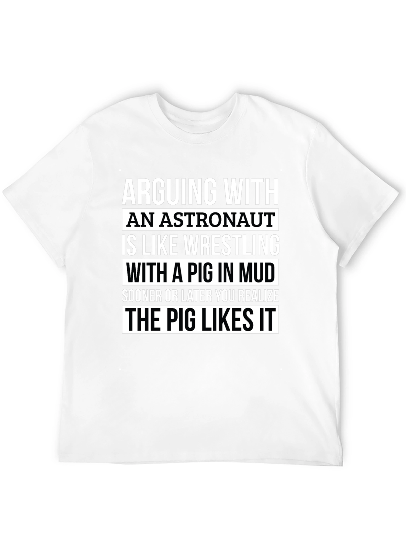 Black Astronaut Pig Wrestling Graphic T-Shirt view 12