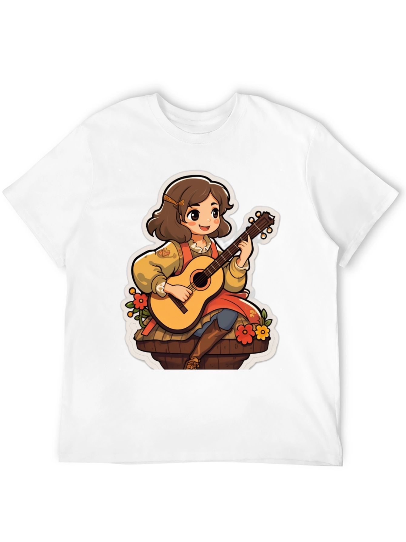 Black Guitar Girl T-Shirt - Musical Style view 12