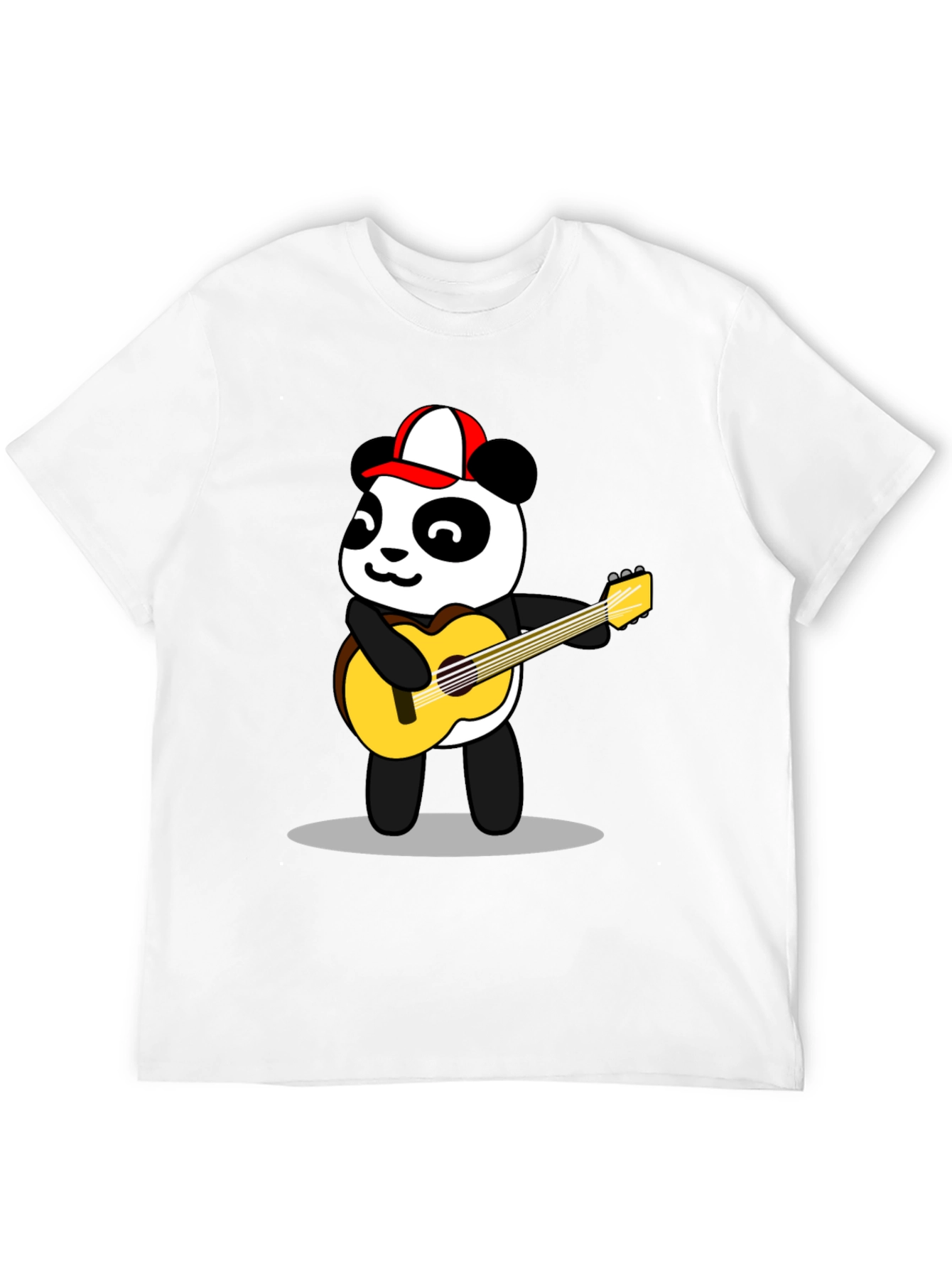 Black Cool Panda Guitarist Graphic Tee - Black Cotton T-Shirt view 12