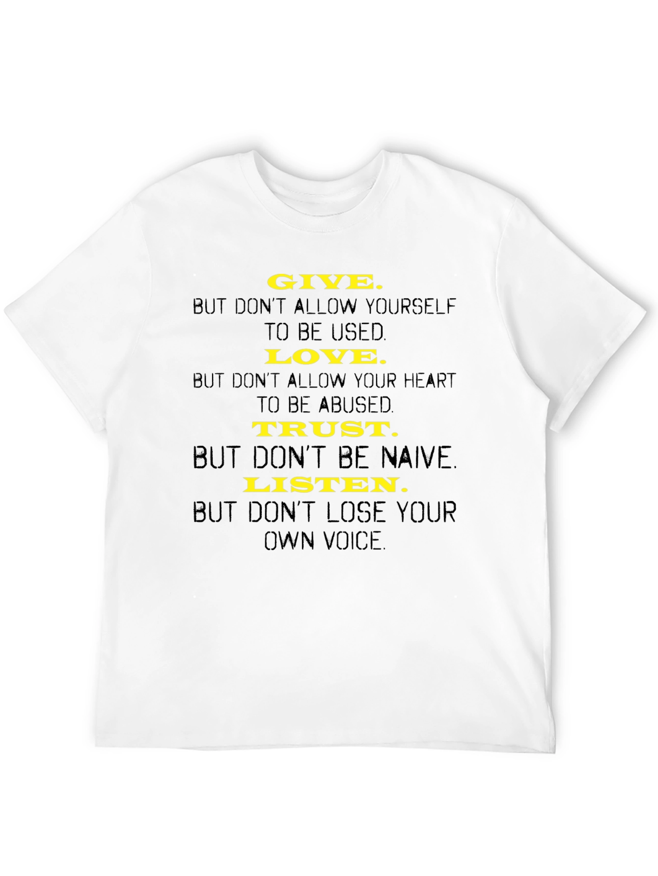 Black Inspirational Graphic Tee - Give, Love, Trust, Listen view 12