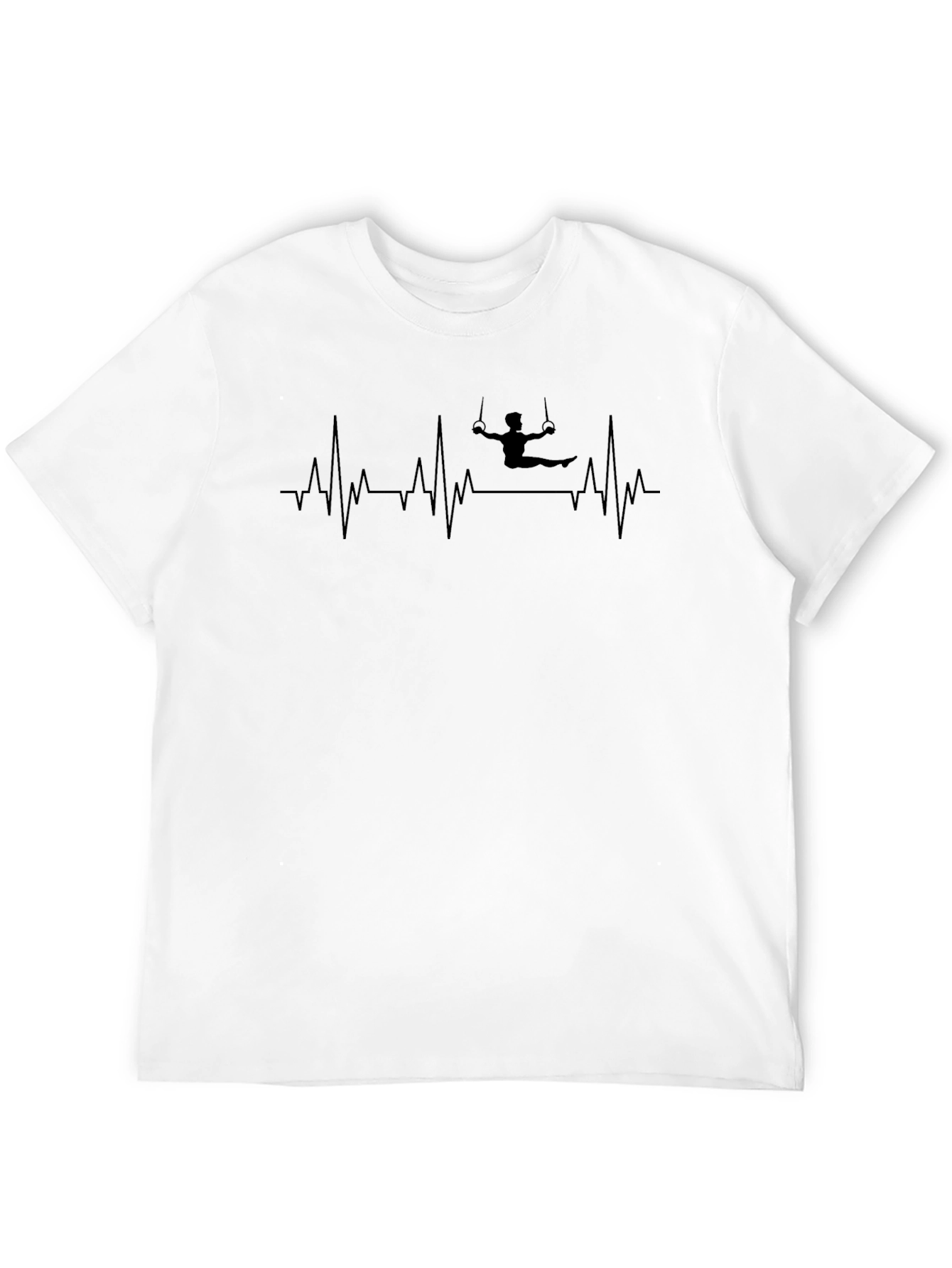 Black Gymnast Heartbeat T-Shirt - Rings Design view 12