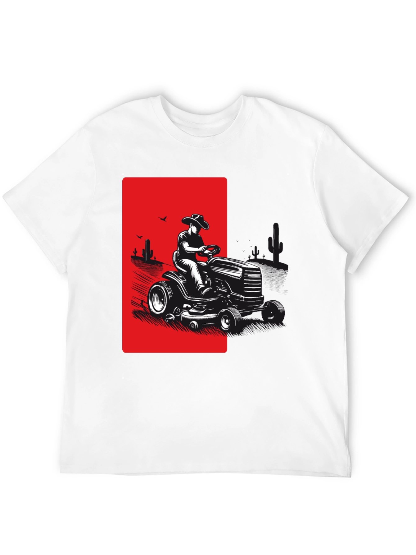 Black Cowboy Lawn Mower Graphic Tee - Black view 12
