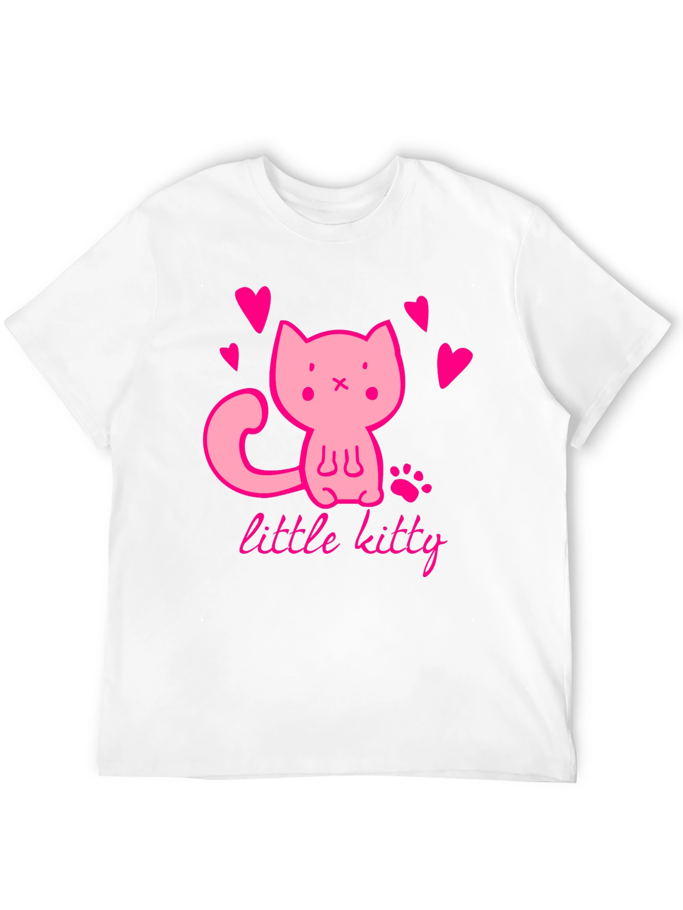 Black Cute Pink Kitten Black T-Shirt view 12