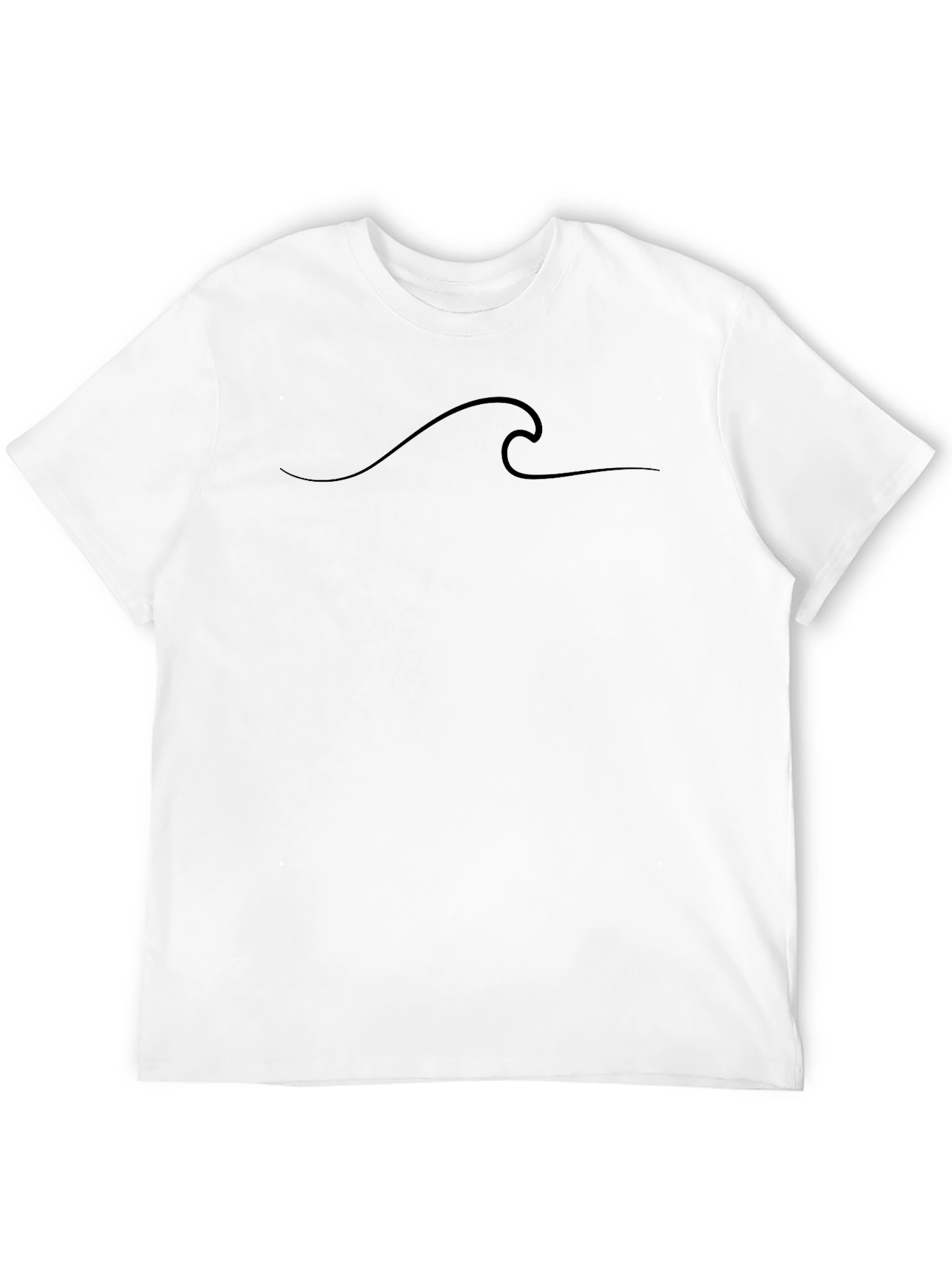 Black Minimalist Wave Graphic Tee - Black Cotton Blend view 12