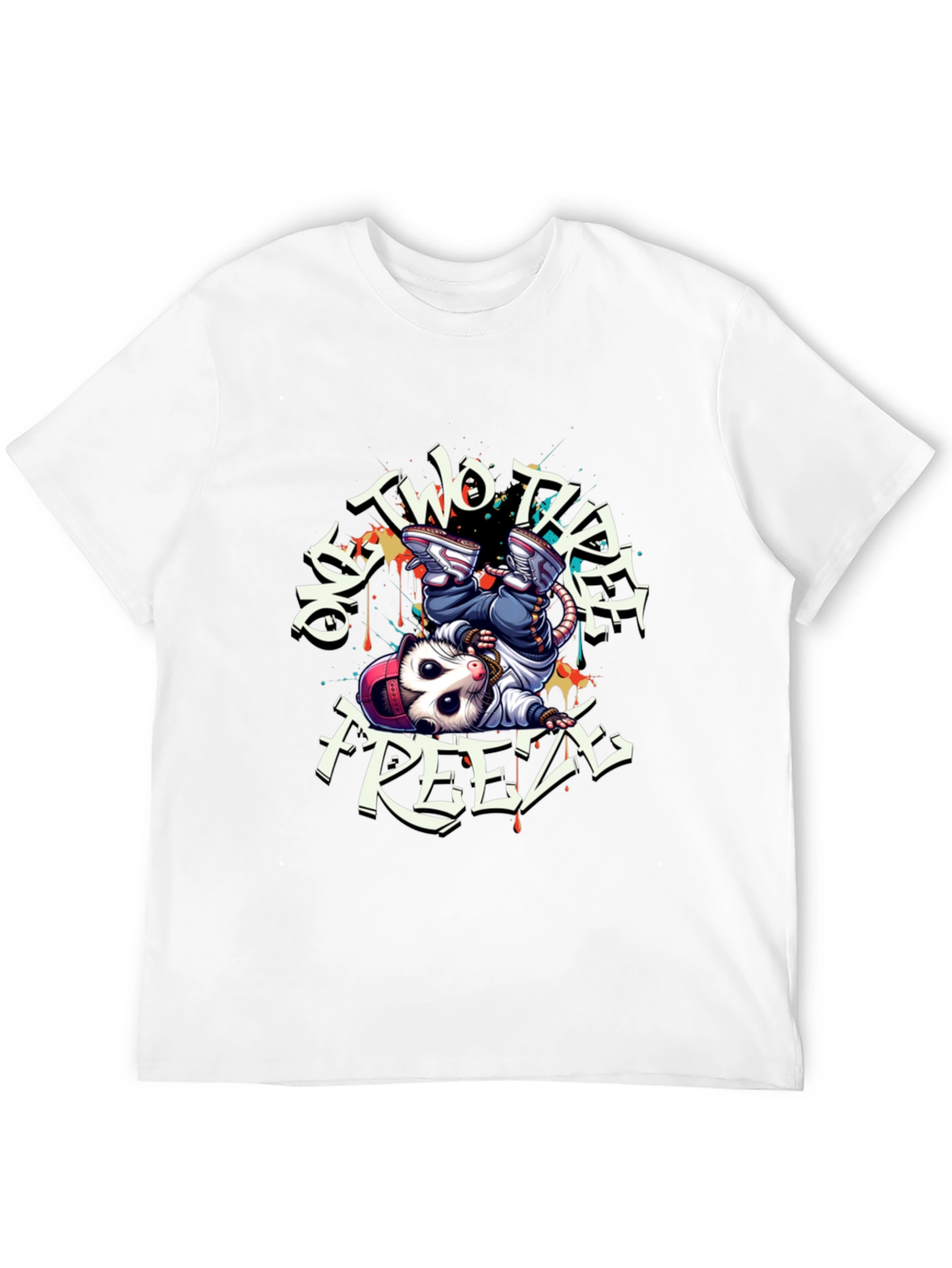Black Cool Opossum Breakdance T-Shirt view 12
