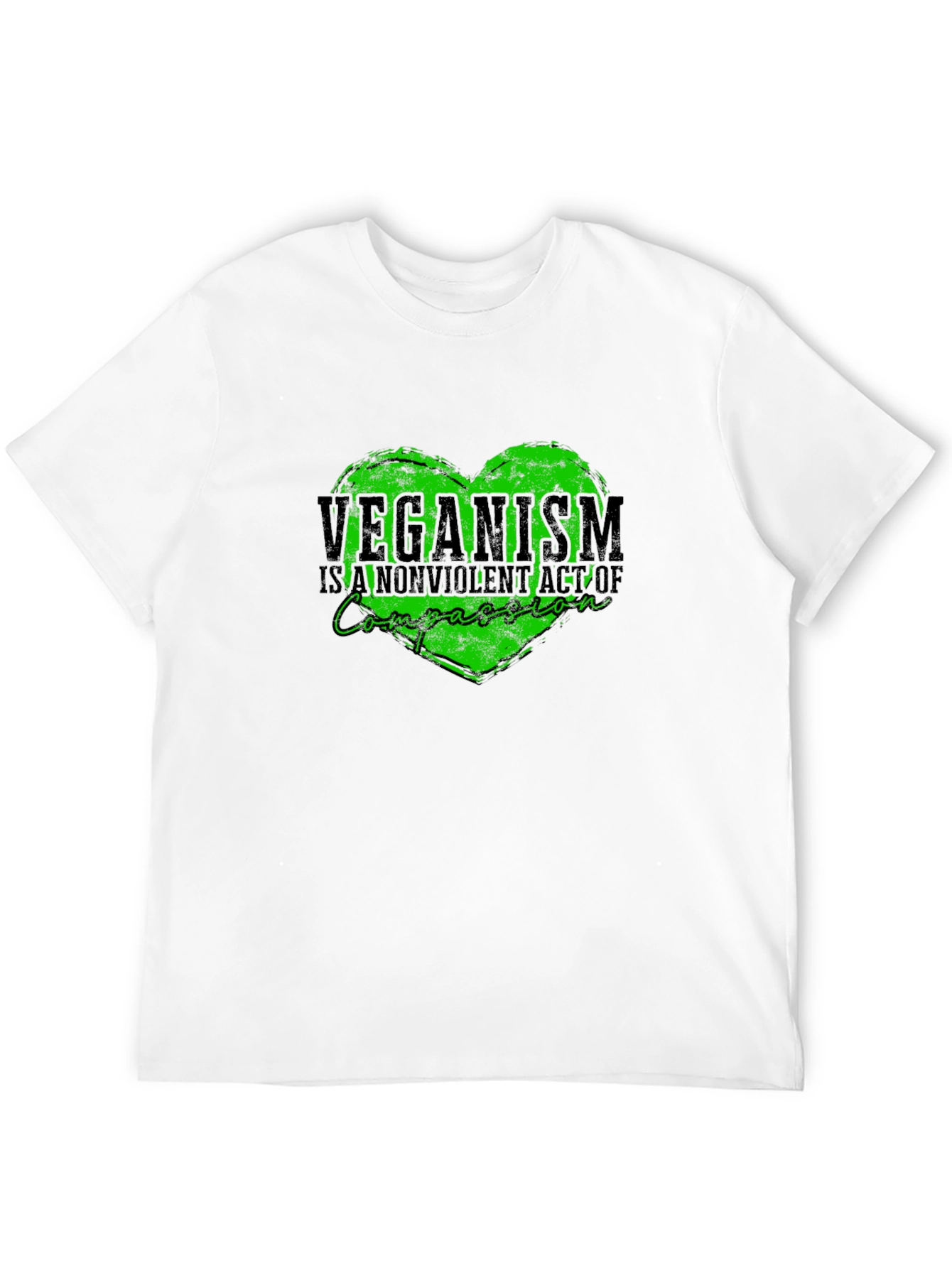 Veganism Compassion Heart Black T-Shirt - 12