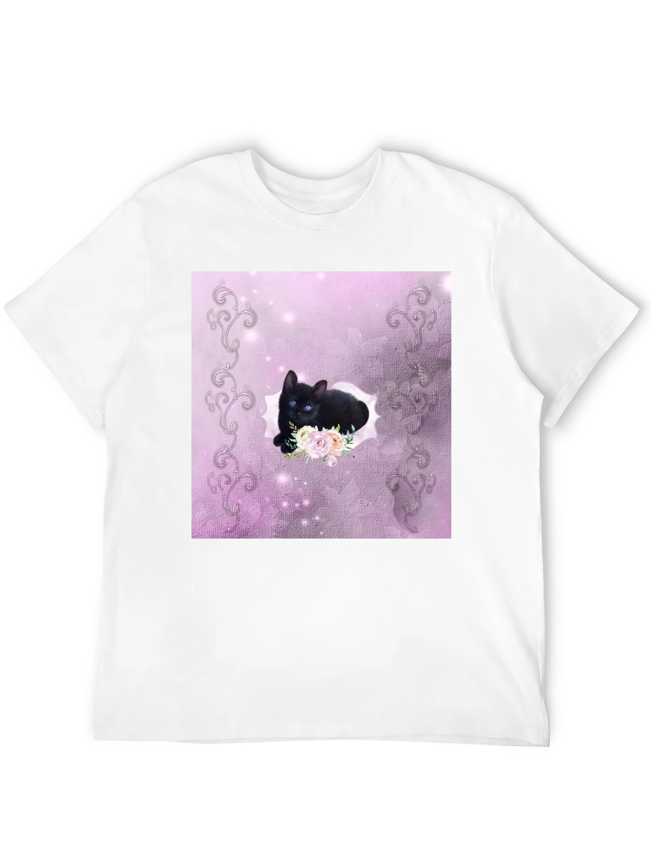 Black Black Kitten Floral T-Shirt view 12