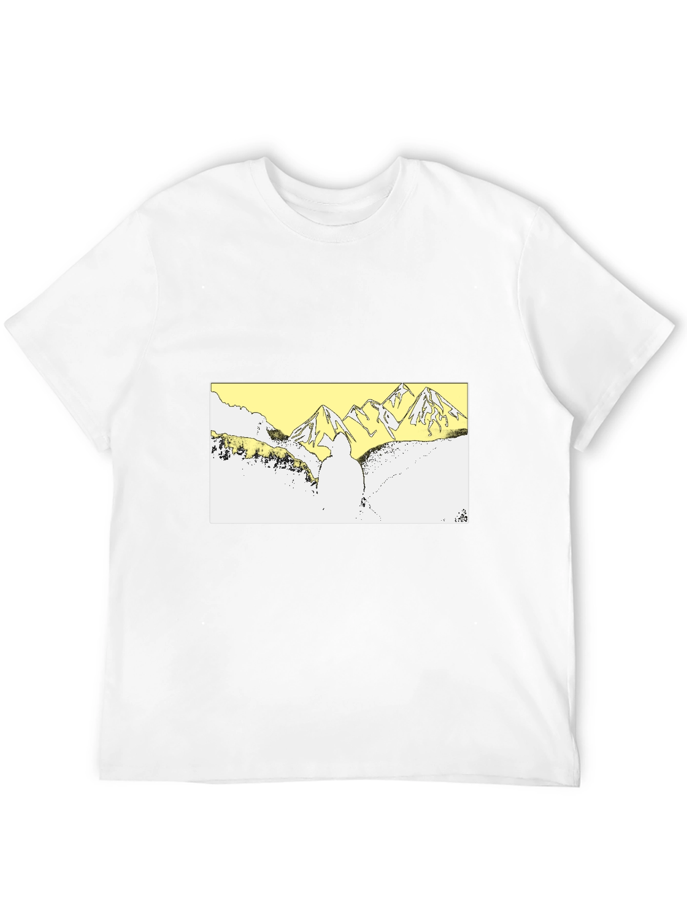 Black Black T-Shirt with Mountain Landscape Graphic view 12