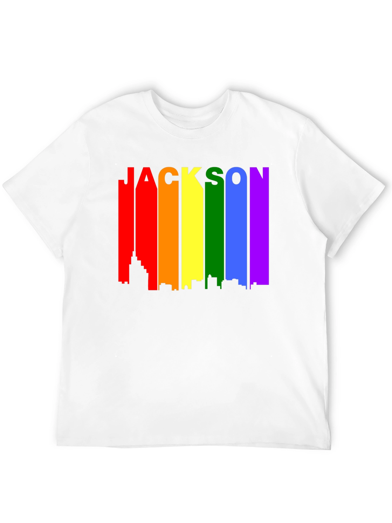Black Jackson Rainbow Skyline Pride T-Shirt view 12