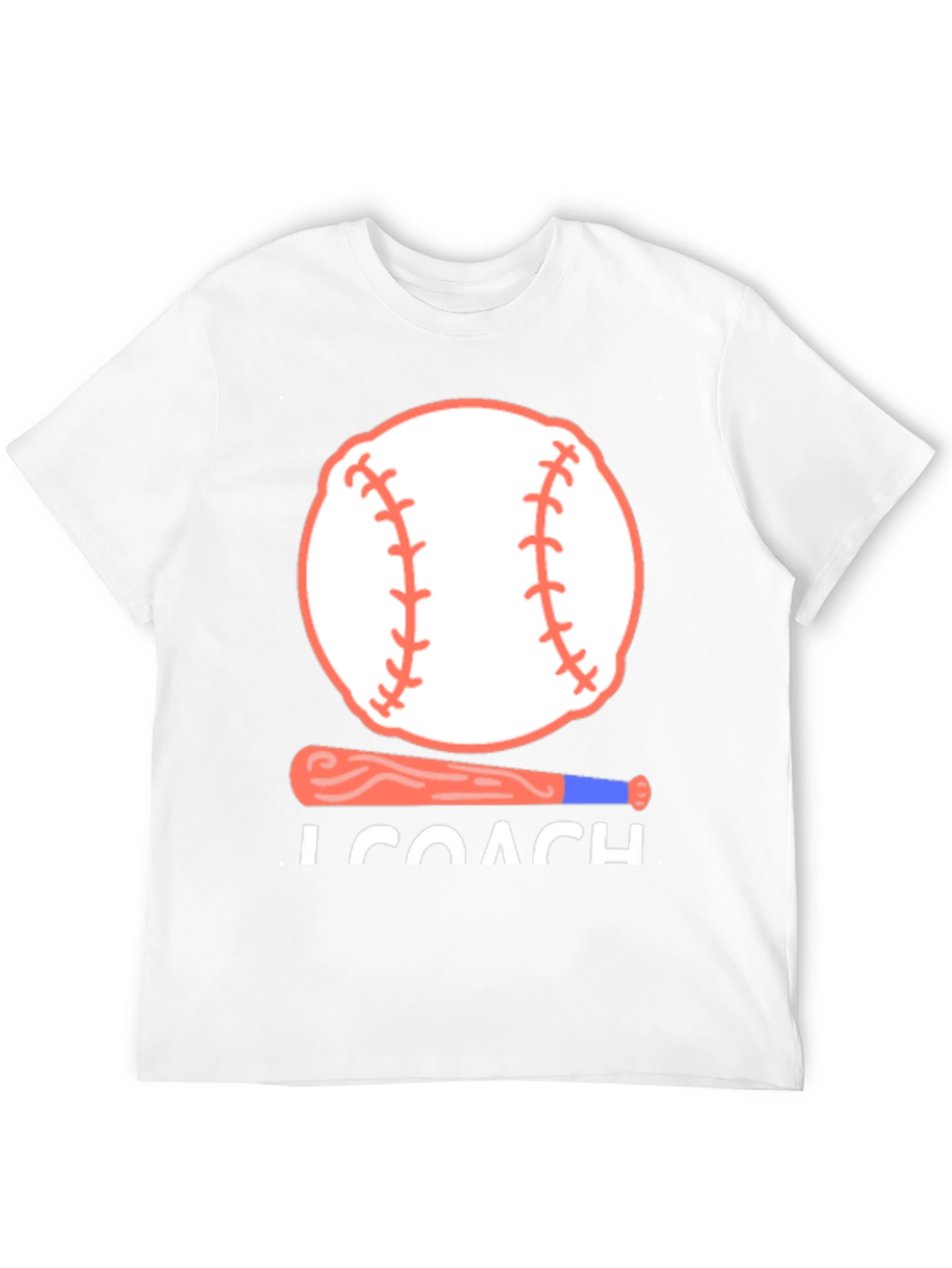Baseball Coach T-Shirt - Baseball Bat and Ball Design - 12