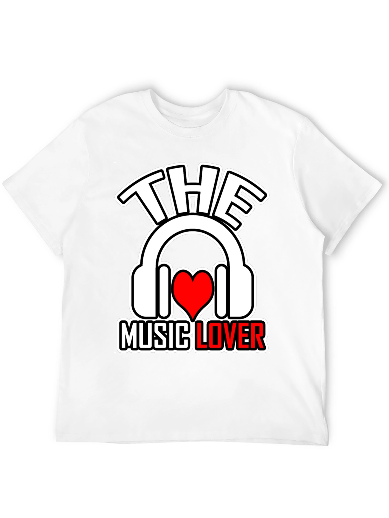 Black The Music Lover T-Shirt - Headphones & Heart view 12