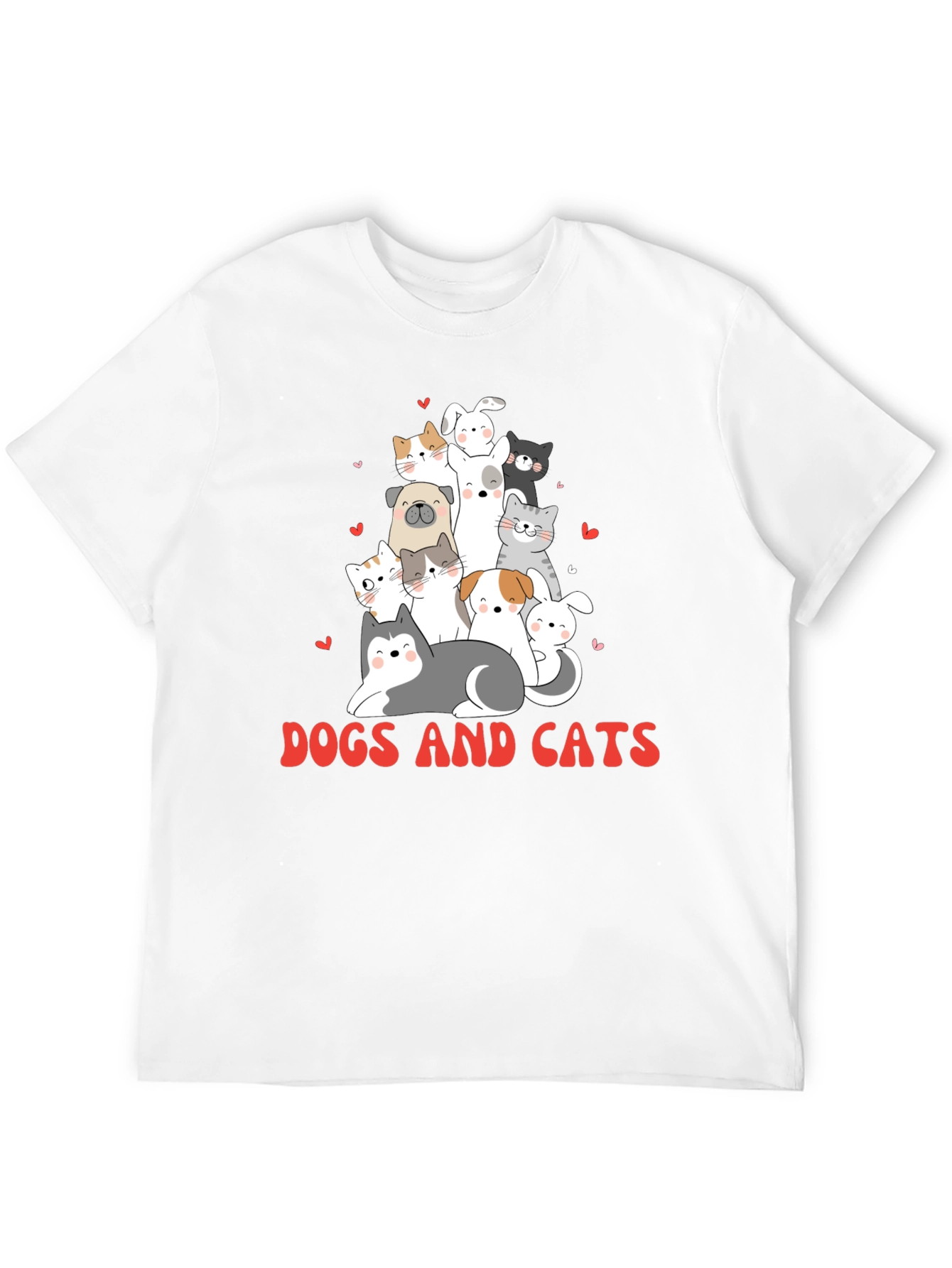 Cute Dogs and Cats Graphic T-Shirt - 12