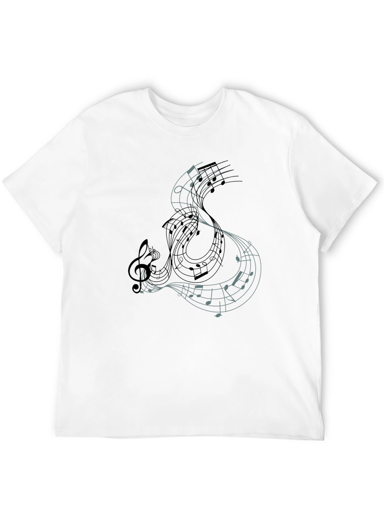 Black Musical Notes Graphic Tee - Black Cotton T-Shirt view 12