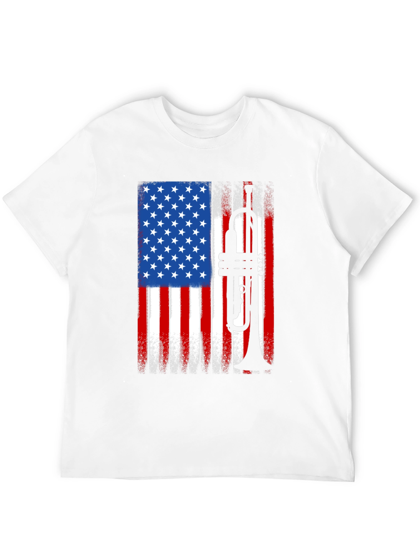 Black USA Flag Trumpet Graphic Tee - Patriotic Musician Shirt view 12