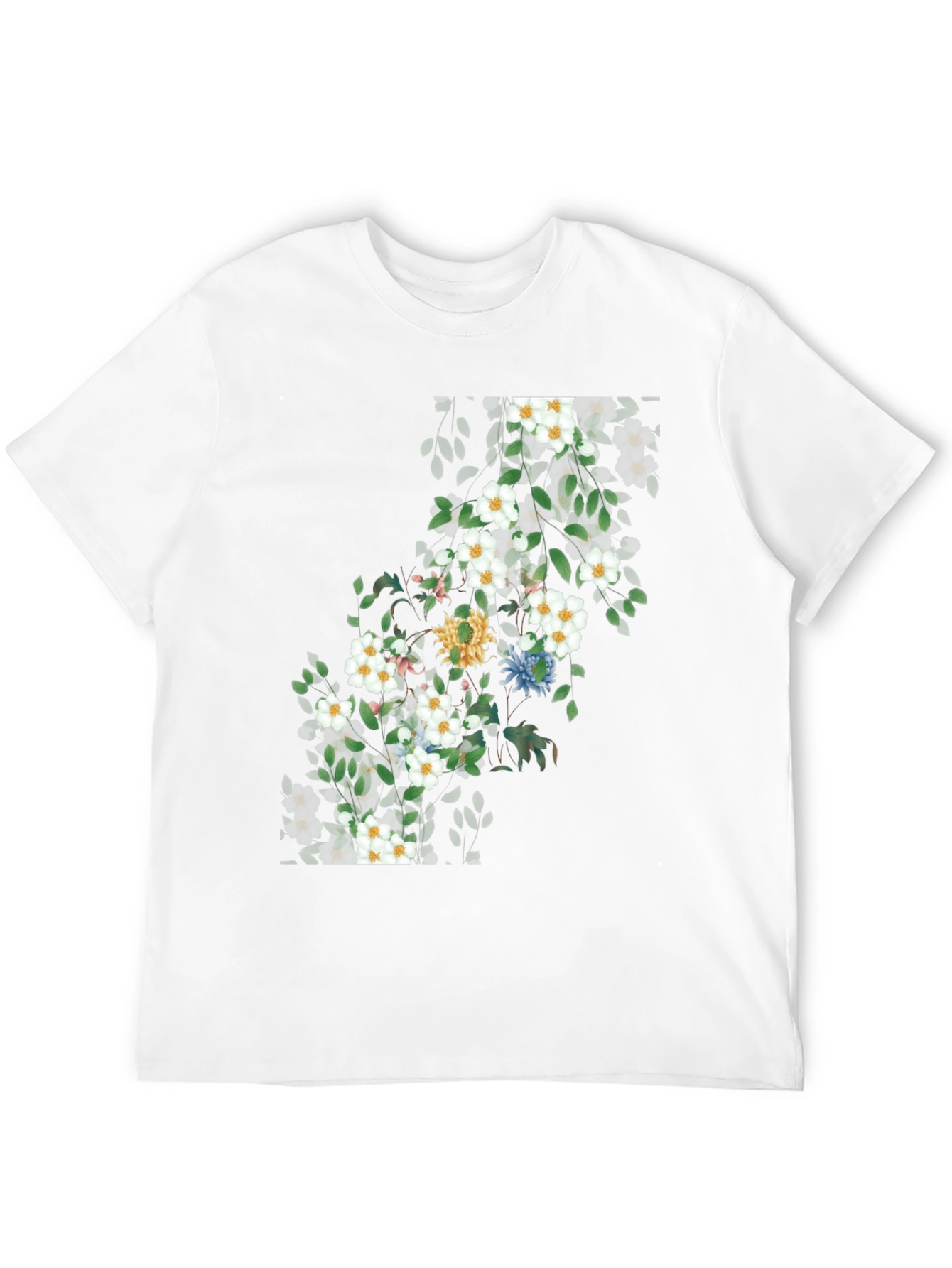 Black Floral Print T-Shirt - Nature Inspired Design view 12