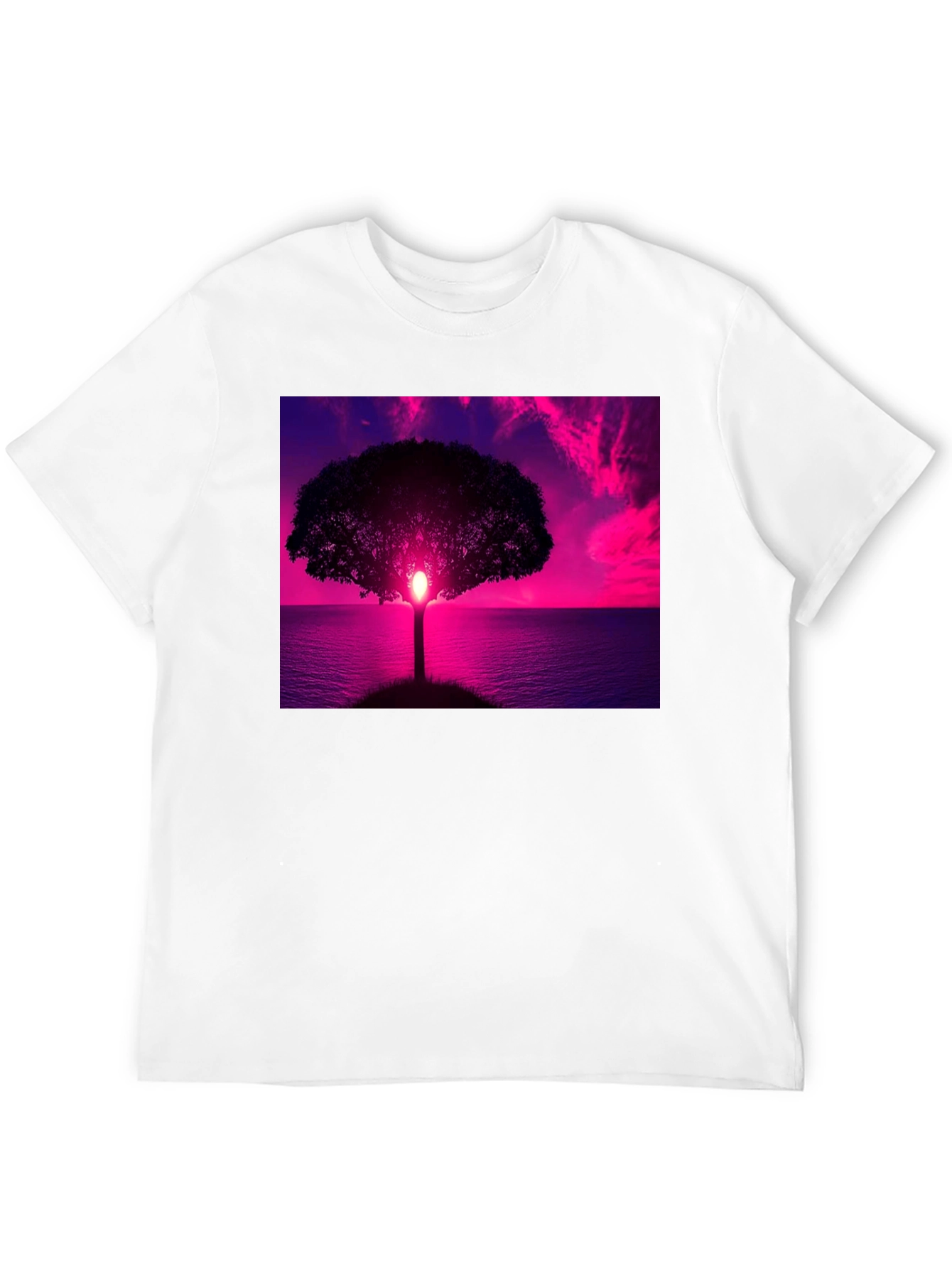 Black Sunset Tree Graphic Tee - Black Cotton Comfort view 12