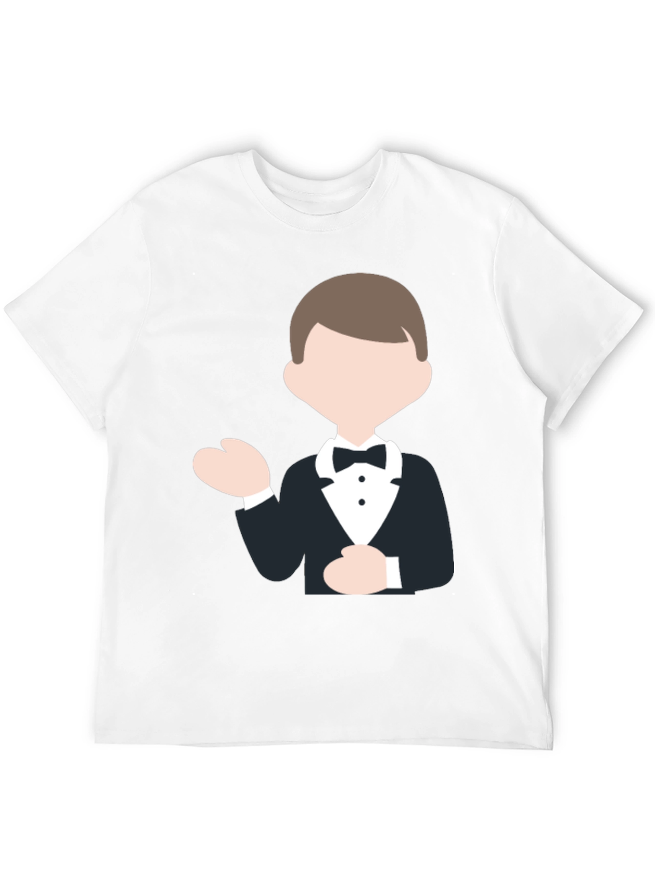 Black Tuxedo Cartoon Graphic Black T-Shirt view 12