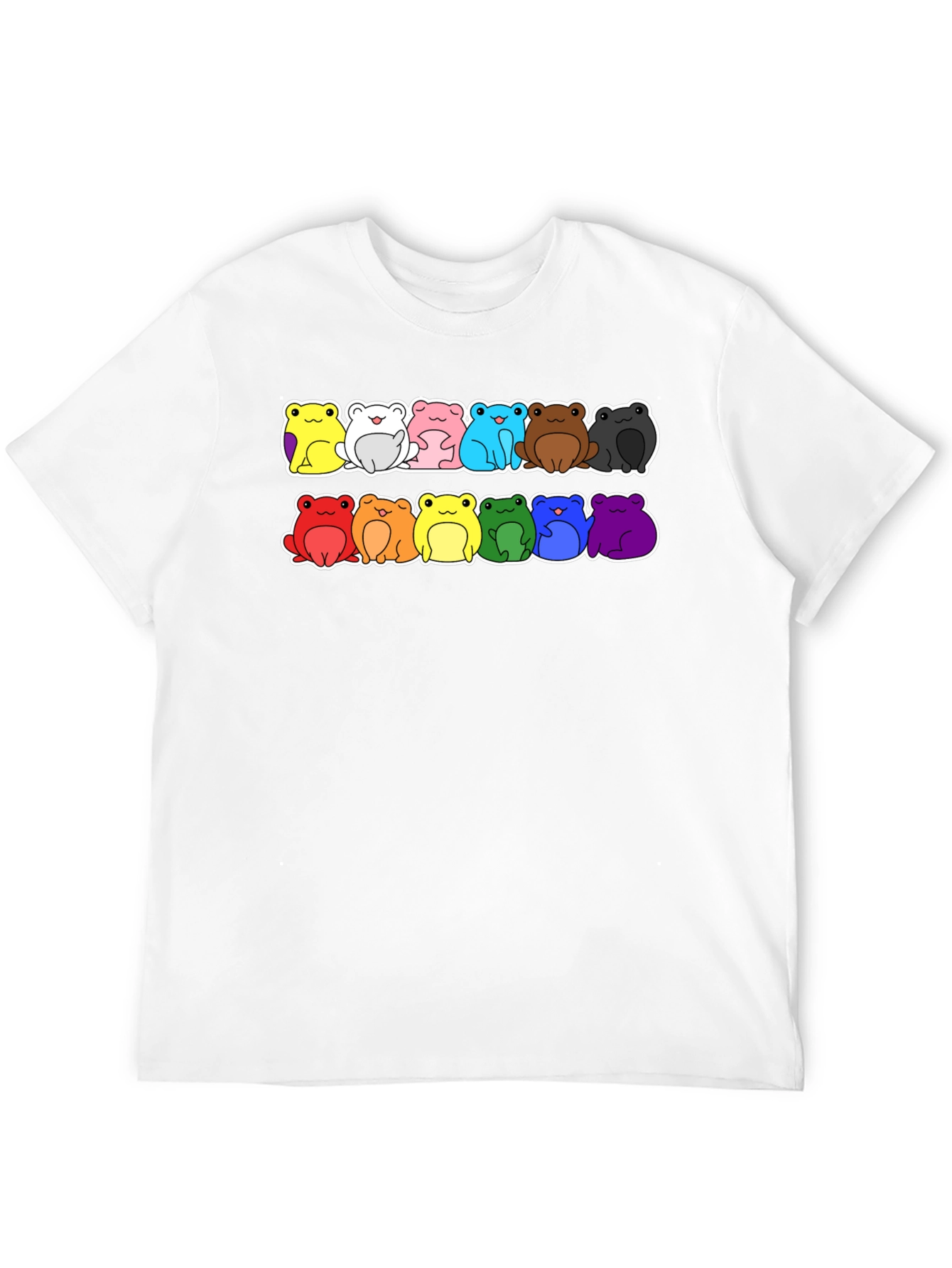 Black Rainbow Frog T-Shirt - Black Cotton Crew Neck Tee view 12