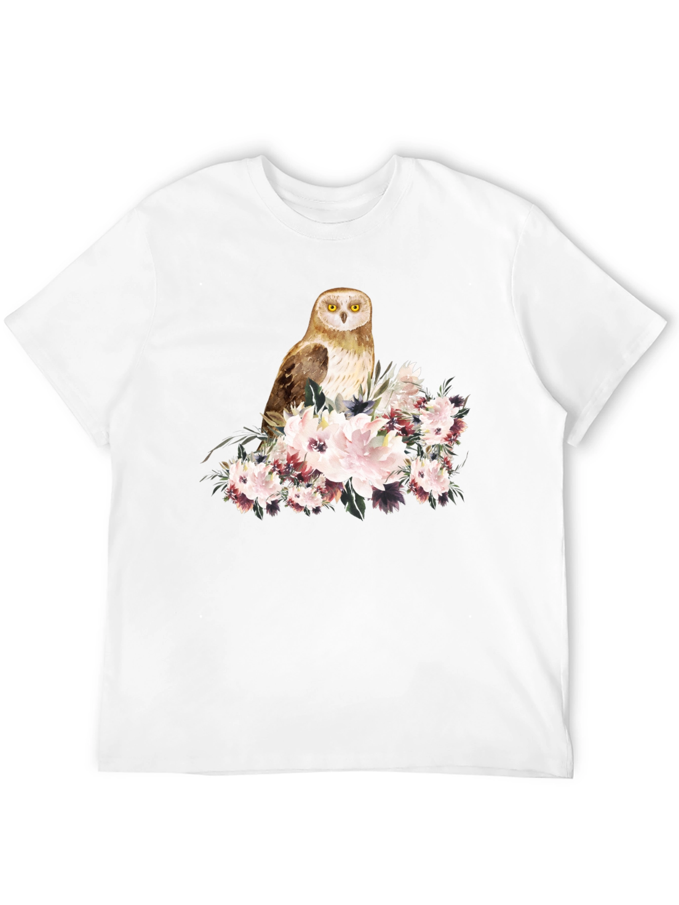 Black Owl and Floral Black T-Shirt view 12