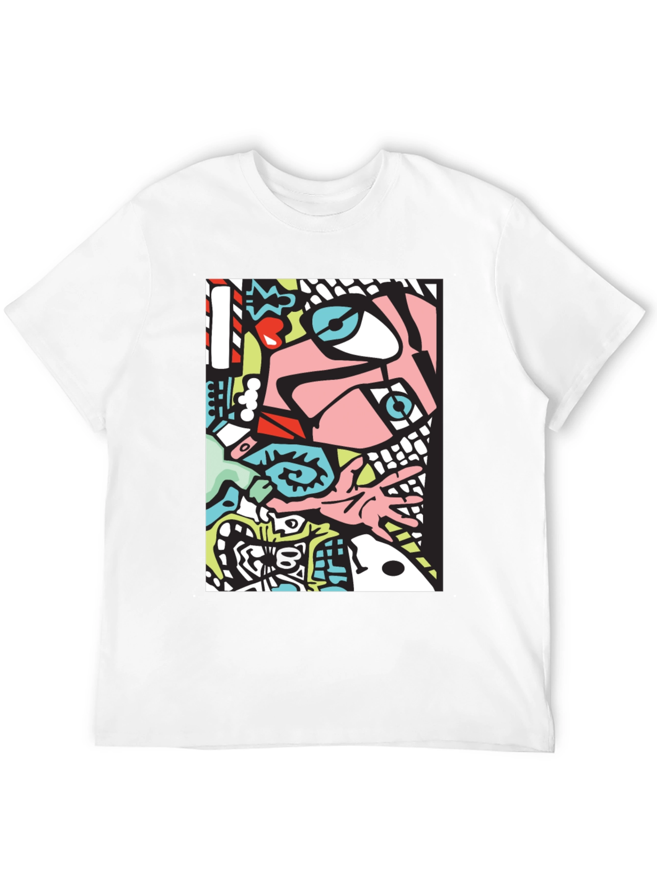 Black Abstract Graphic Print Black Crew Neck T-Shirt view 12