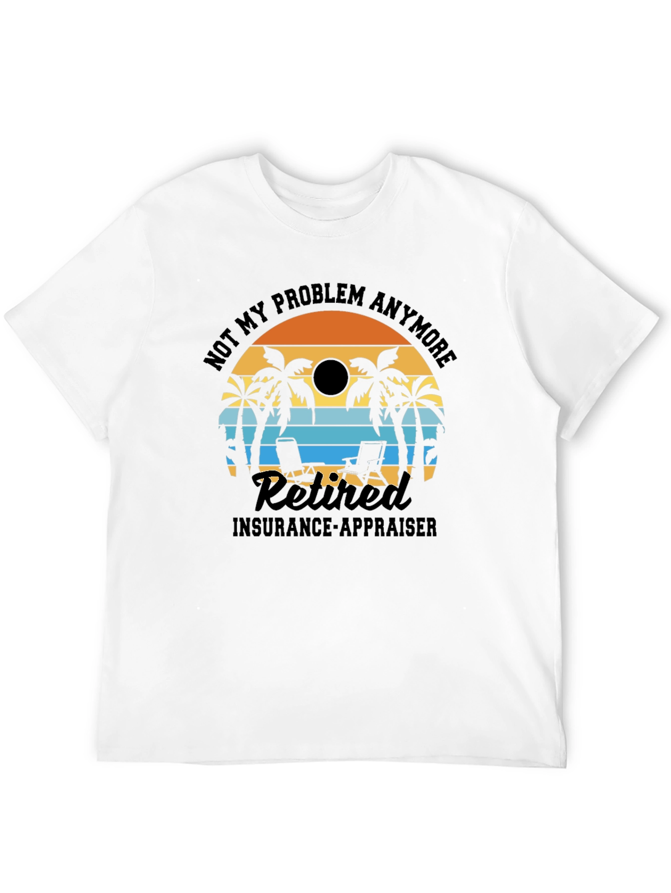 Black Retired Insurance Appraiser T-Shirt - Beach Sunset Design view 12