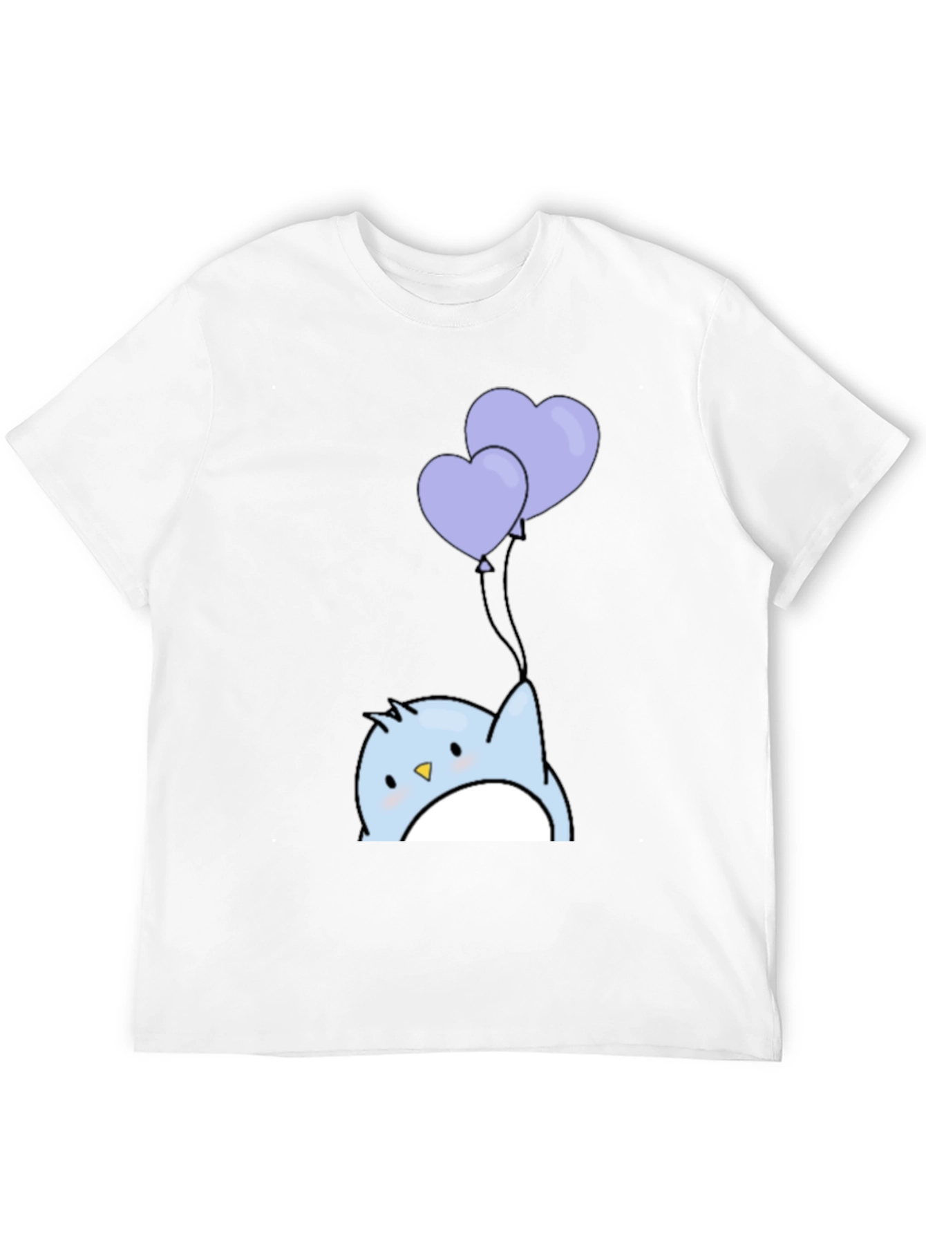 Black Cute Penguin Heart Balloons Graphic Tee - Black view 12