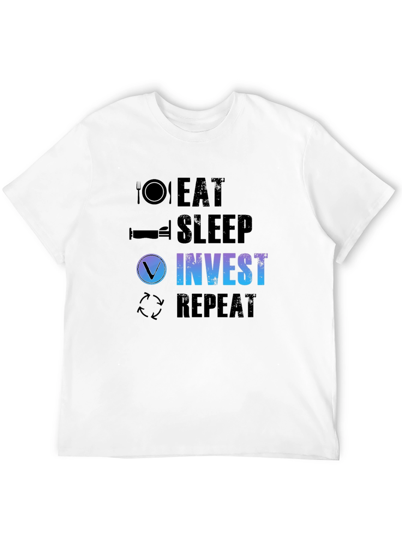 Black Eat Sleep Invest Repeat Black T-Shirt view 12