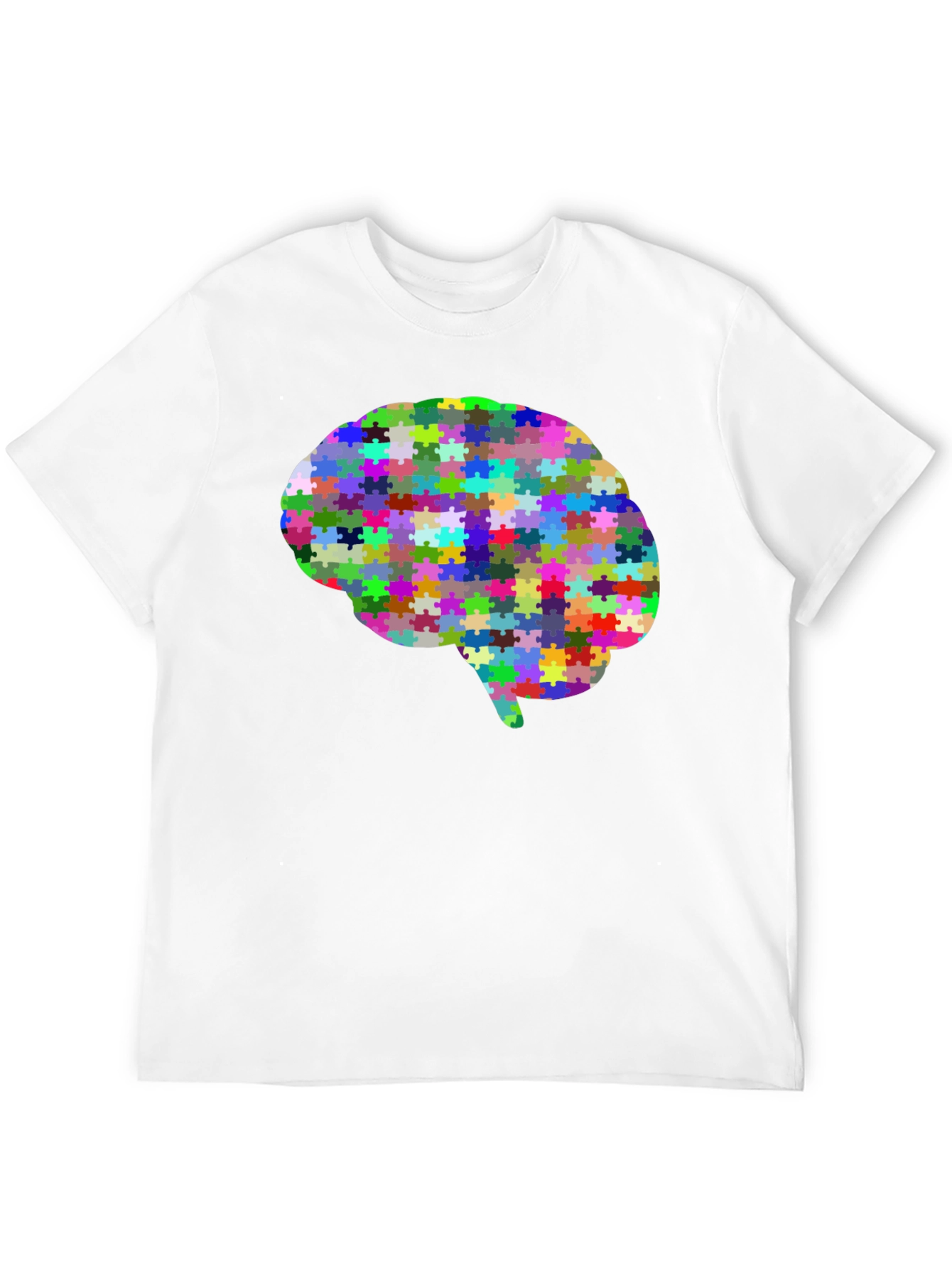Black Brain Puzzle T-Shirt - Colorful Mind Tee view 12