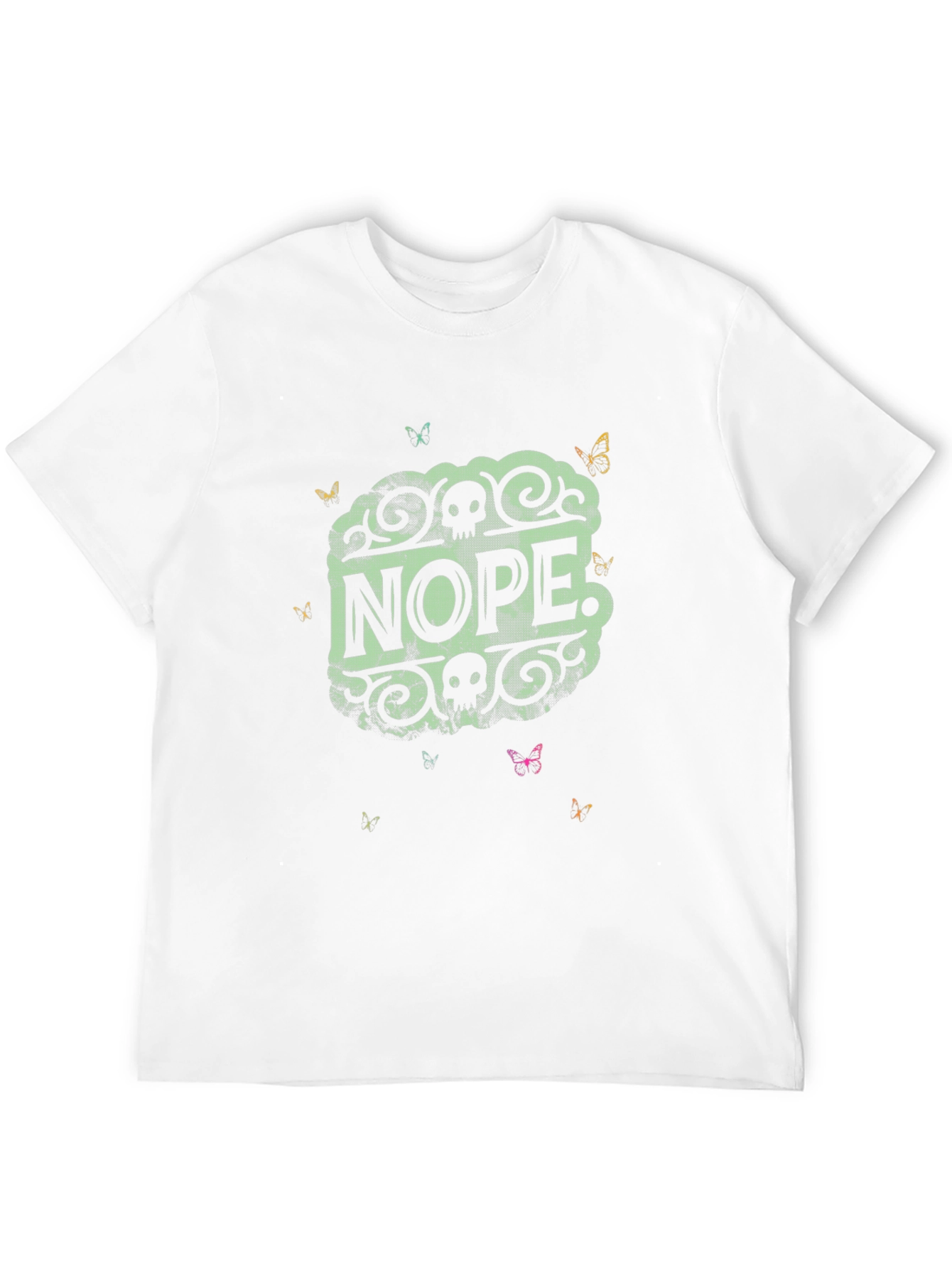 Black Nope Skull Butterfly Graphic Tee view 12