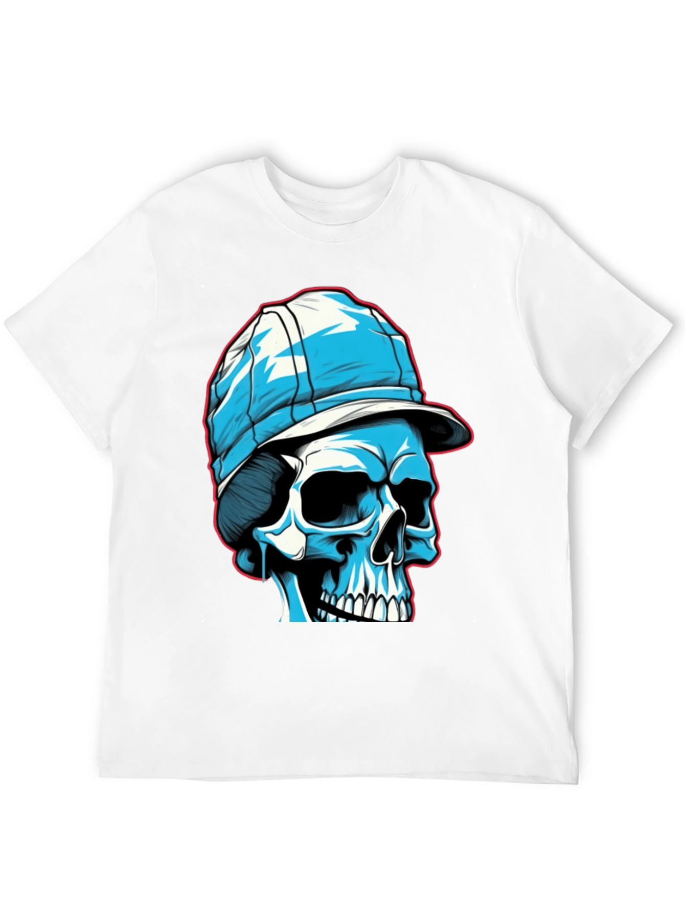 Black Skull in Cap Graphic Tee - Black Cotton Blend view 12