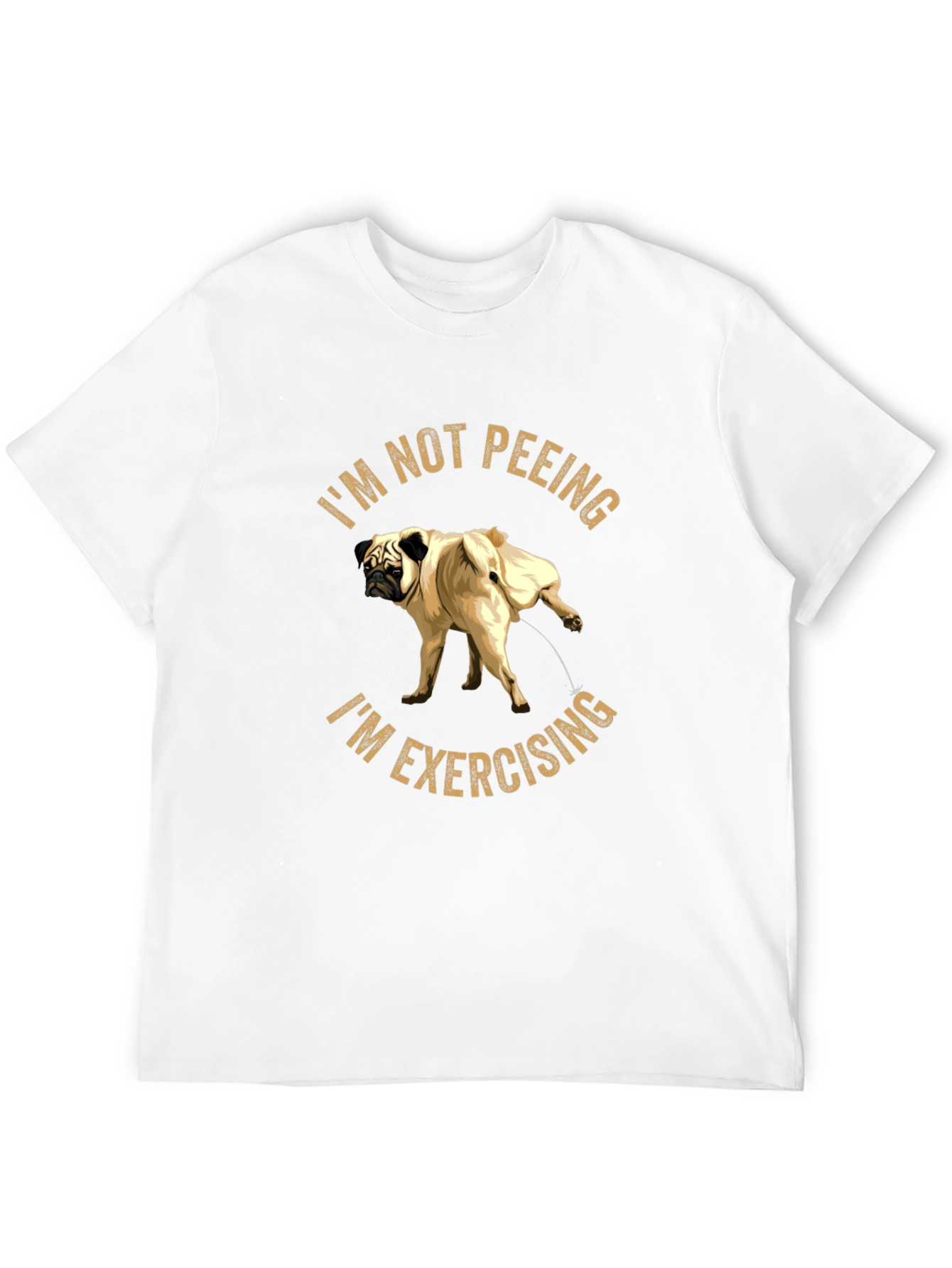Black Funny Pug "Exercising" Black T-Shirt view 12