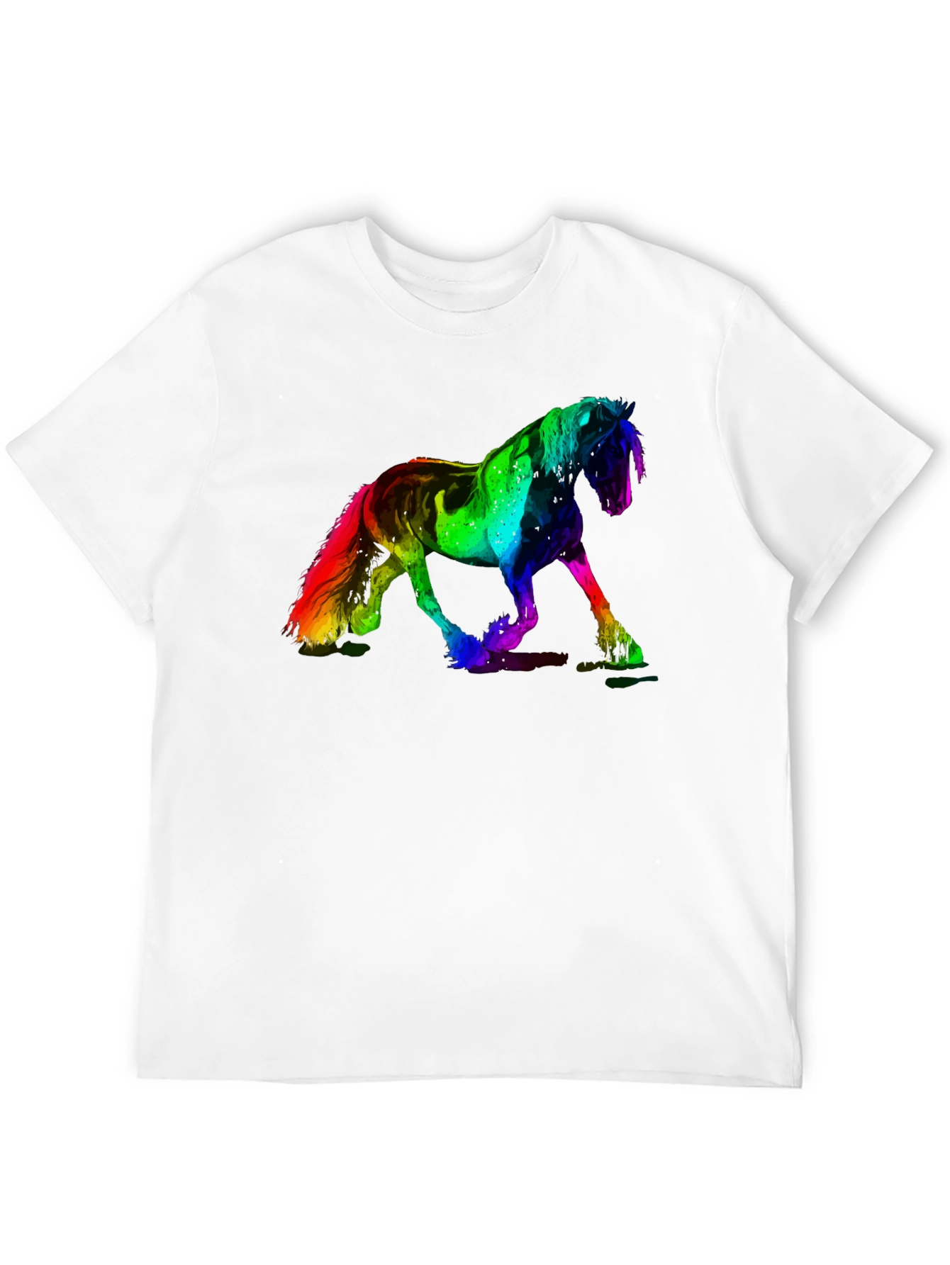 Black Rainbow Horse Graphic Print Black Tee view 12