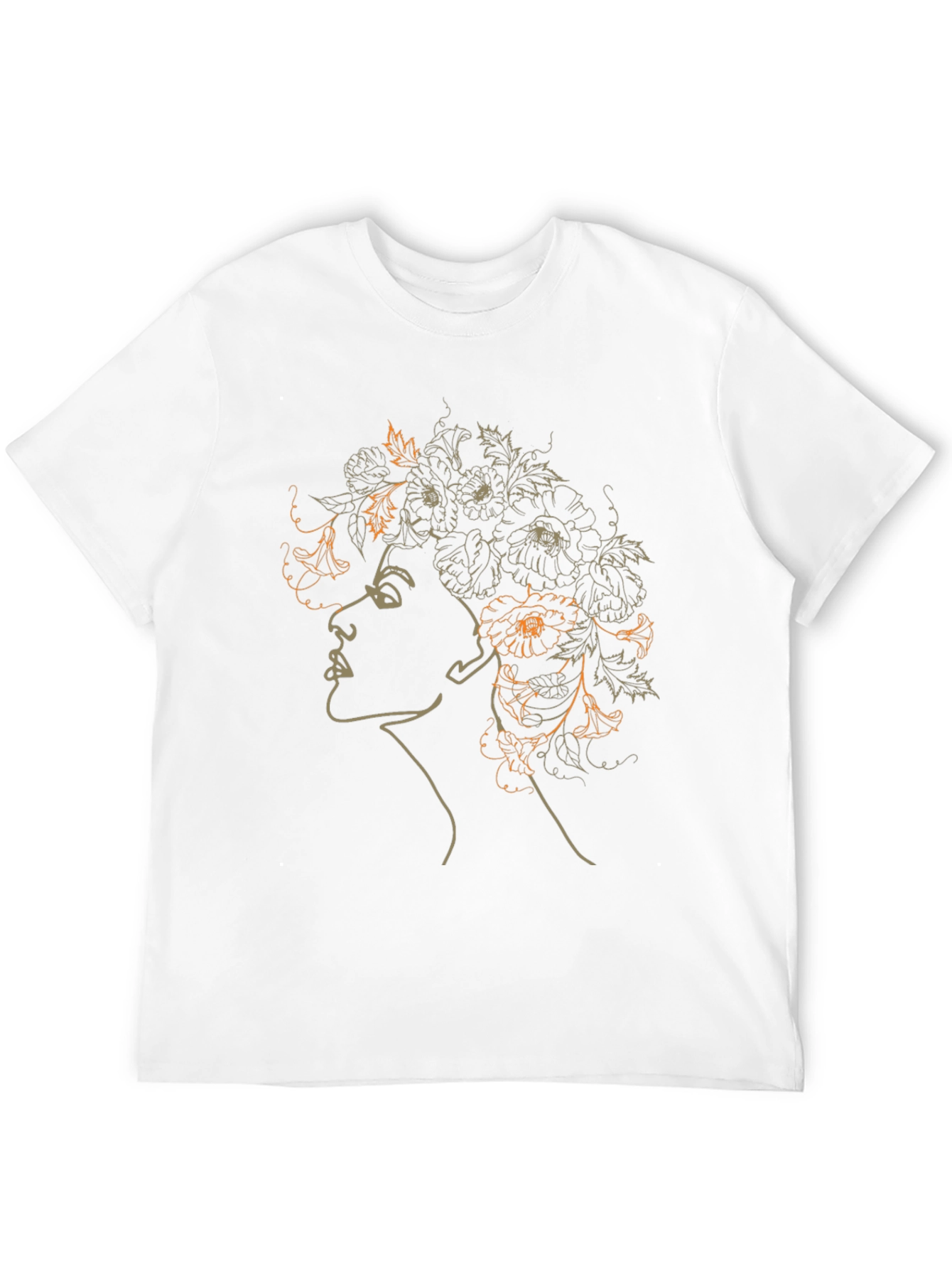 Black Floral Woman Graphic Tee - Black Cotton Casual T-Shirt view 12