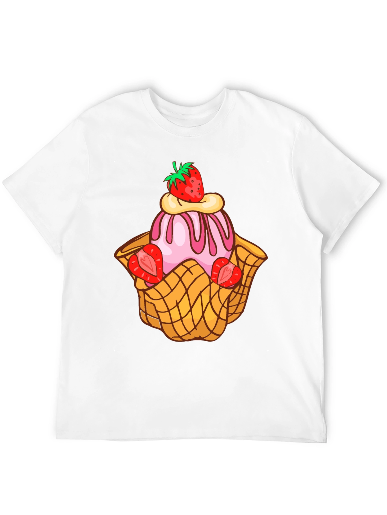 Black Strawberry Ice Cream Dessert T-Shirt view 12