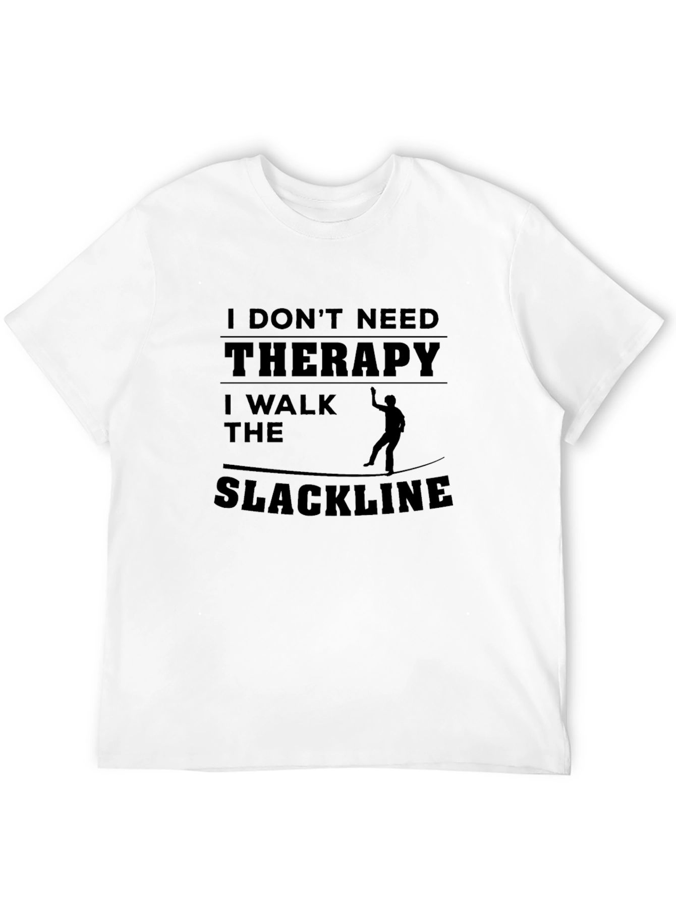 Black Slackline Therapy T-Shirt - Funny Black Graphic Tee view 12