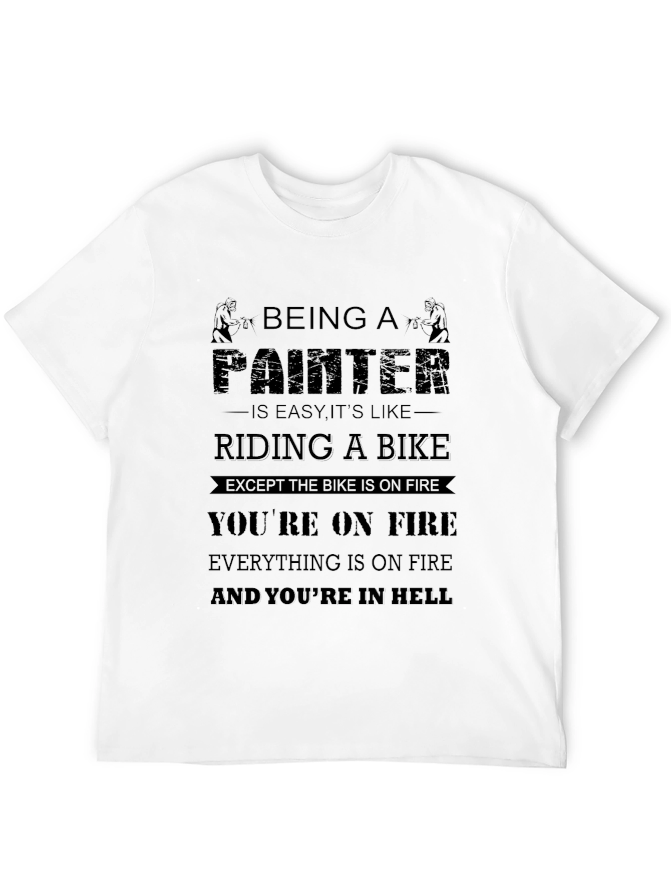 Black Painter Riding a Bike T-Shirt - Funny Graphic Tee view 12