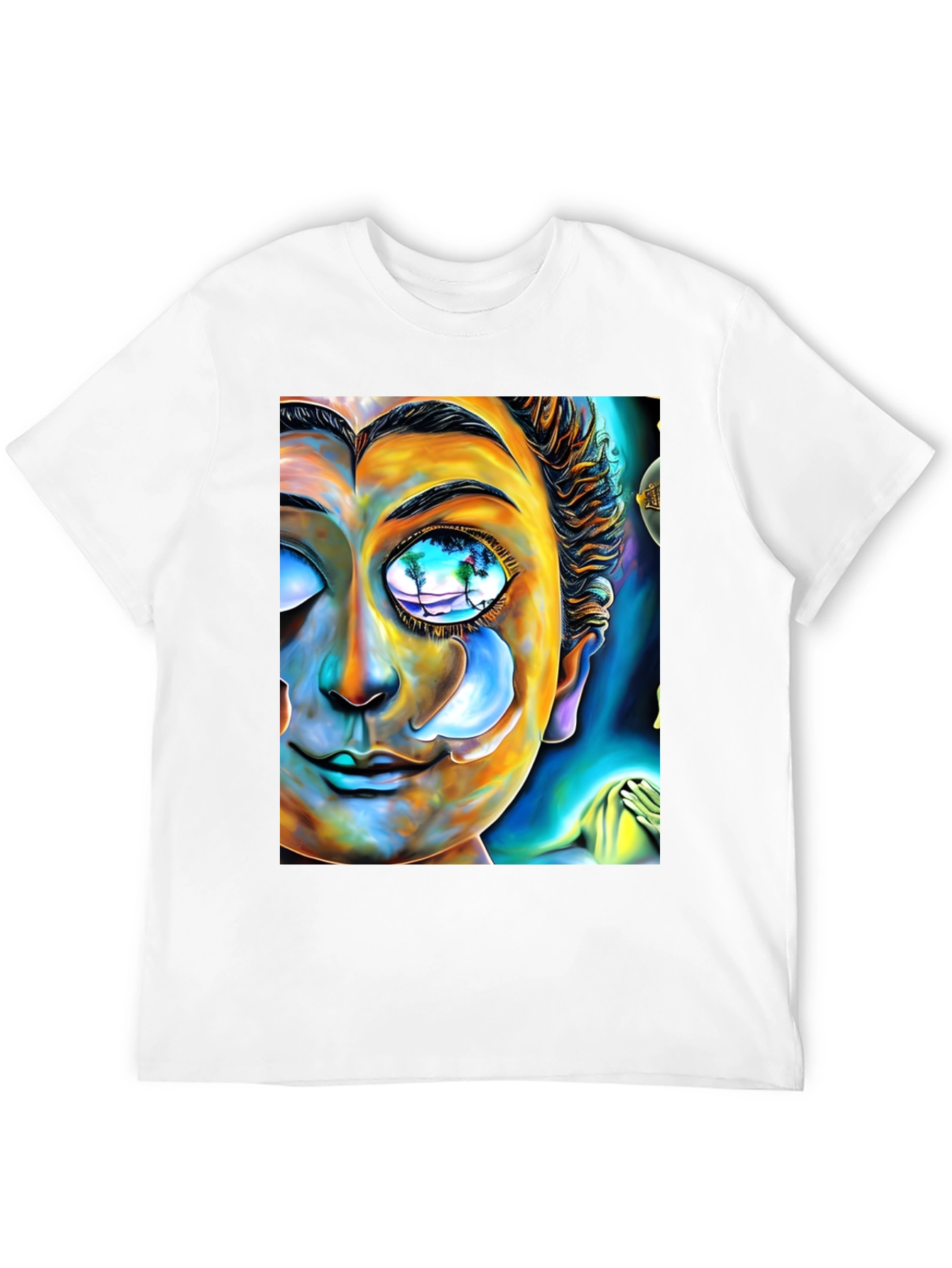 Black Abstract Buddha Face Graphic Tee - Unique Artistic Design view 12